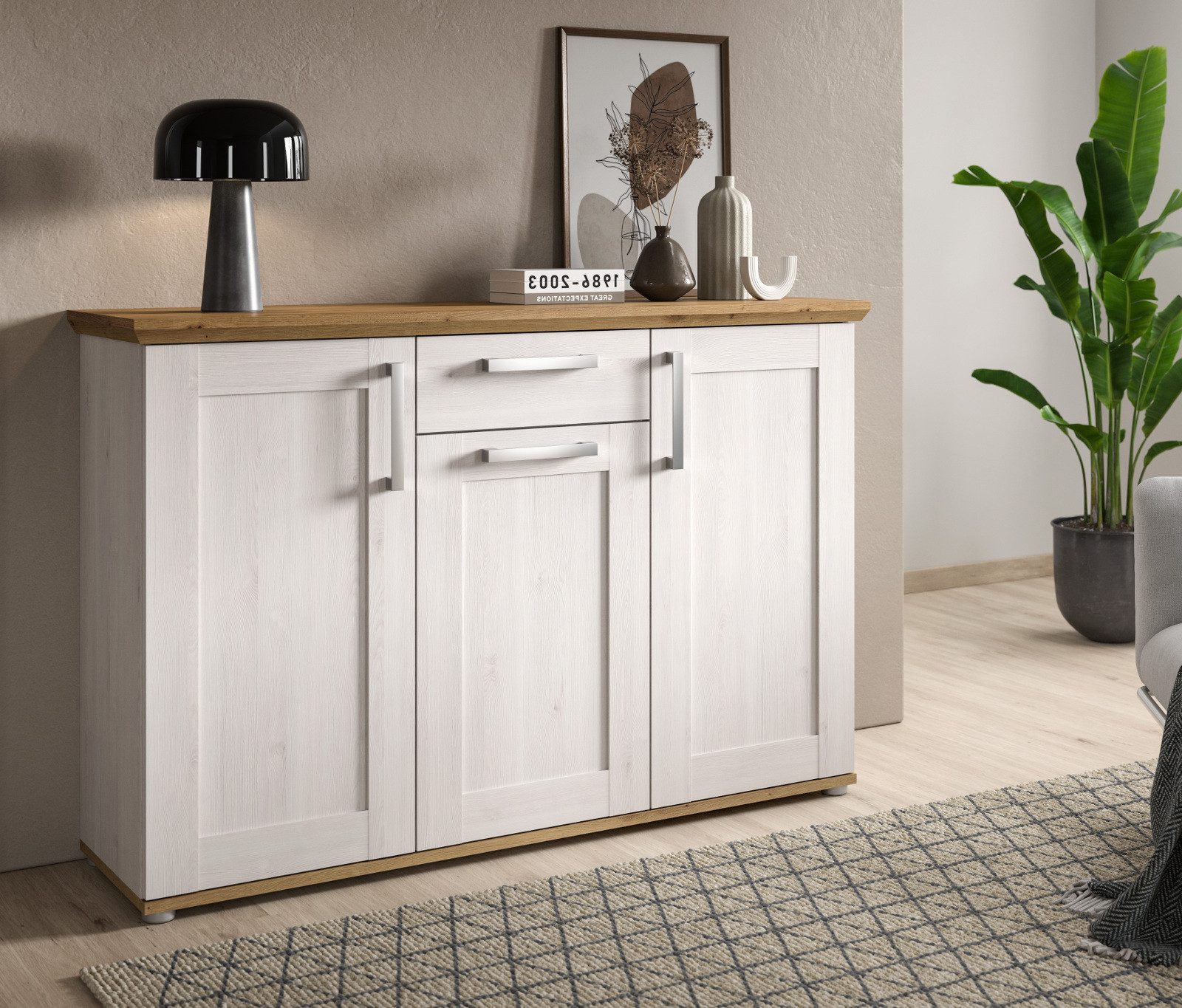 Inn.Furn Sideboard Mirano (in weiß Lärche und Eiche Artisan, Breite 137 cm) günstig online kaufen