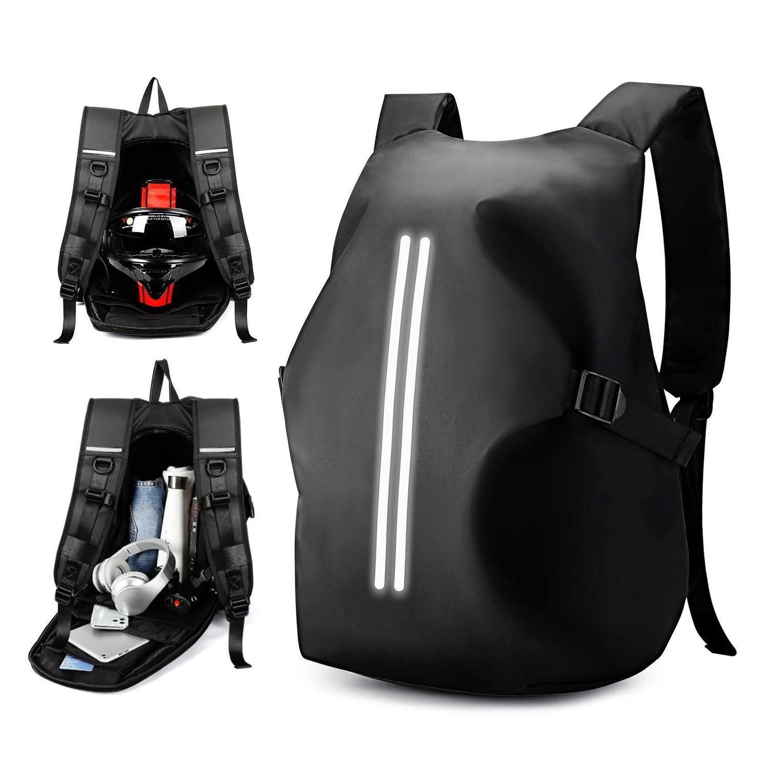 LuxusKollektion Rucksack Helm Rucksack Motorradrucksack wasserdicht reflektierend G-schwarz L