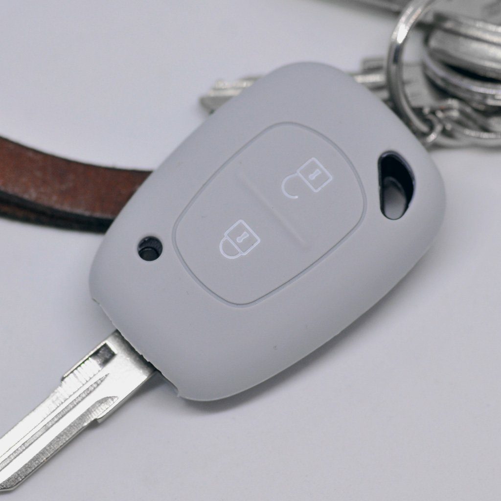 mt-key Schlüsseltasche Autoschlüssel Softcase Silikon Schutzhülle Grau, für Renault Kangoo Trafic Master OPEL Movano Vivaro Nissan Interstar