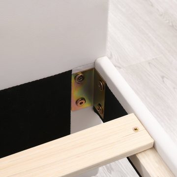 HAUSS SPLOE Polsterbett mit Lattenrost, 2 Schubladen und Kopfteil mit Zugpunktnieten, aus Holz und Kunstleder, Weiß, 140 x 200 cm