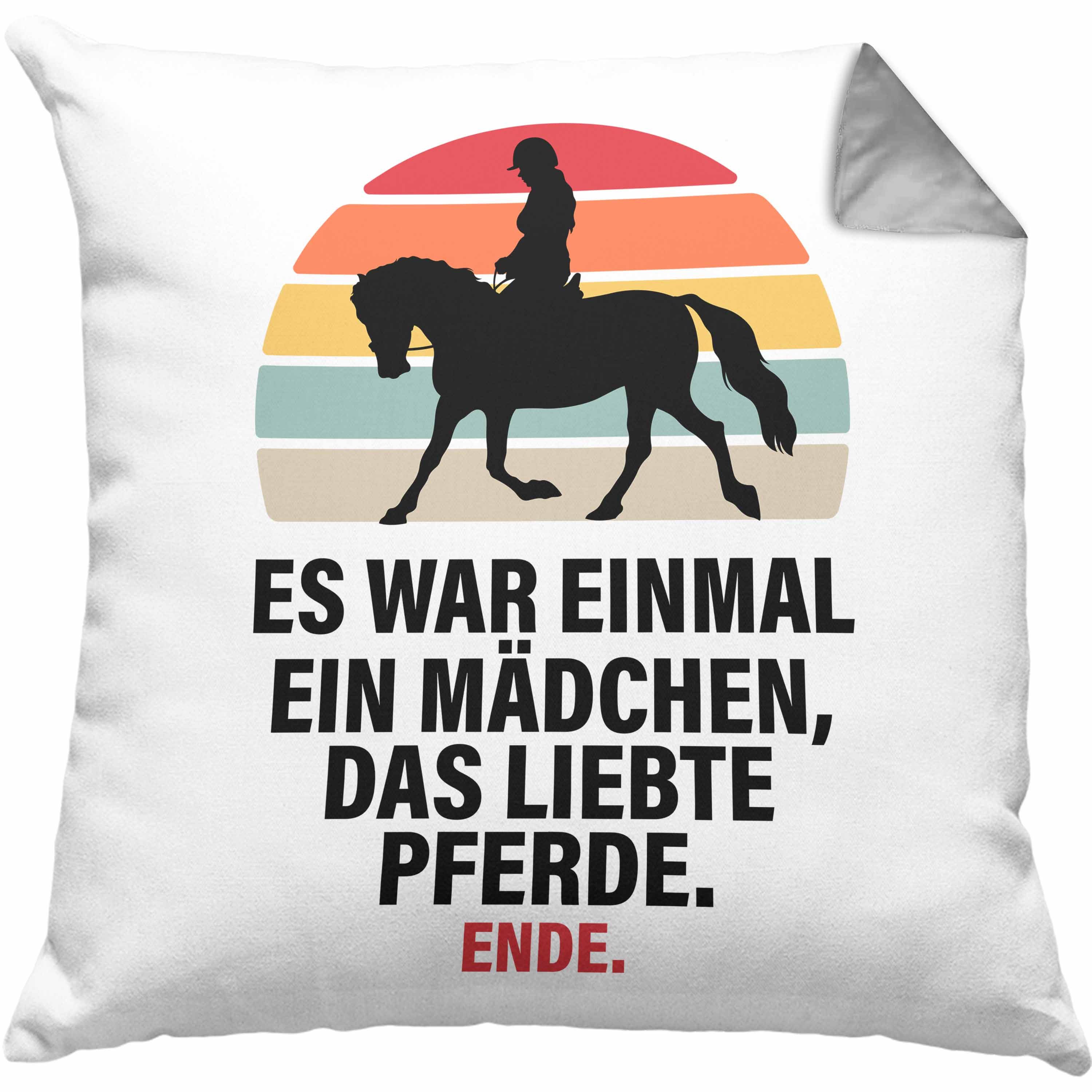 Dekokissen Pferde Kissen mit Füllung 40x40 Lustig Reiterin Geschenk Pferde Gesche