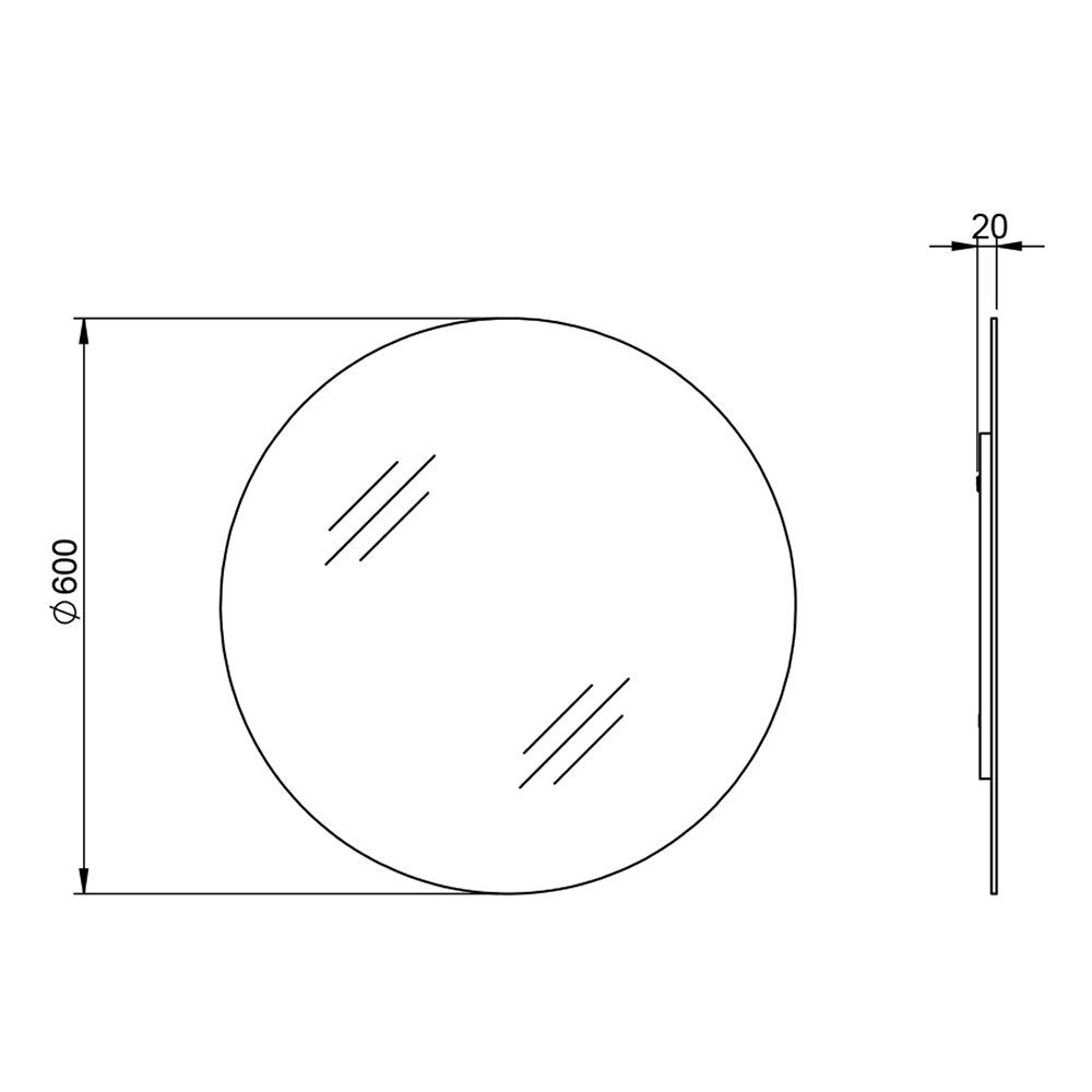 ABERDEEN-01, Lomadox rund, 60cm Wandspiegel Durchmesser