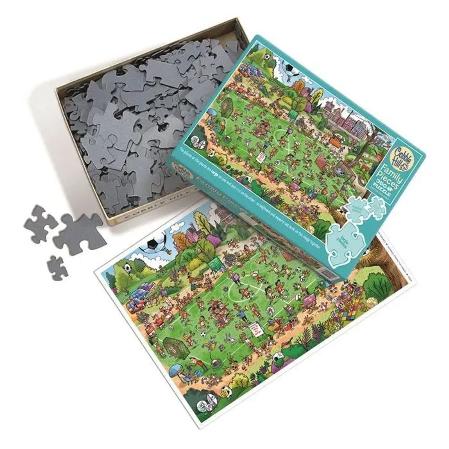 BrainBox Puzzle COBBLE HILL PUZZLES - Verrückter Fussballplatz 350 Teile, 350 Puzzleteile