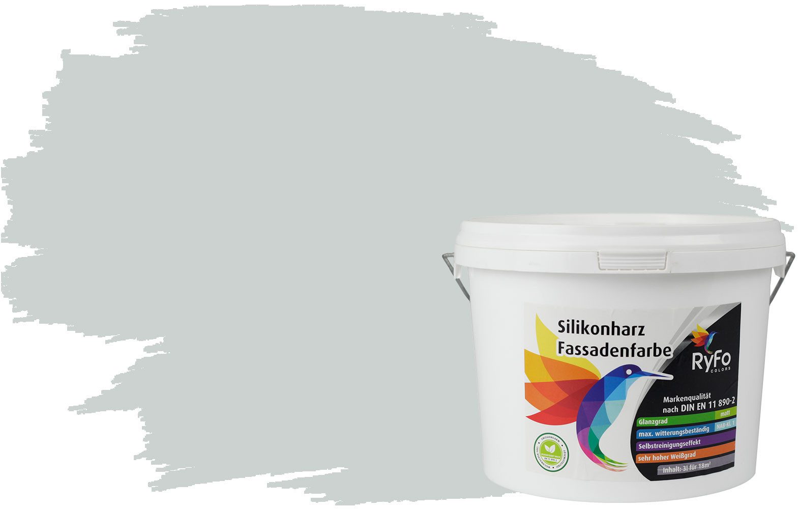 RyFo Colors Fassadenfarbe Silikonharz Fassadenfarbe Weißtöne, 1 L ca. 6 m², Wasserabweisend, diffusionsfähig, schützt vor Schmutz, UV-beständig