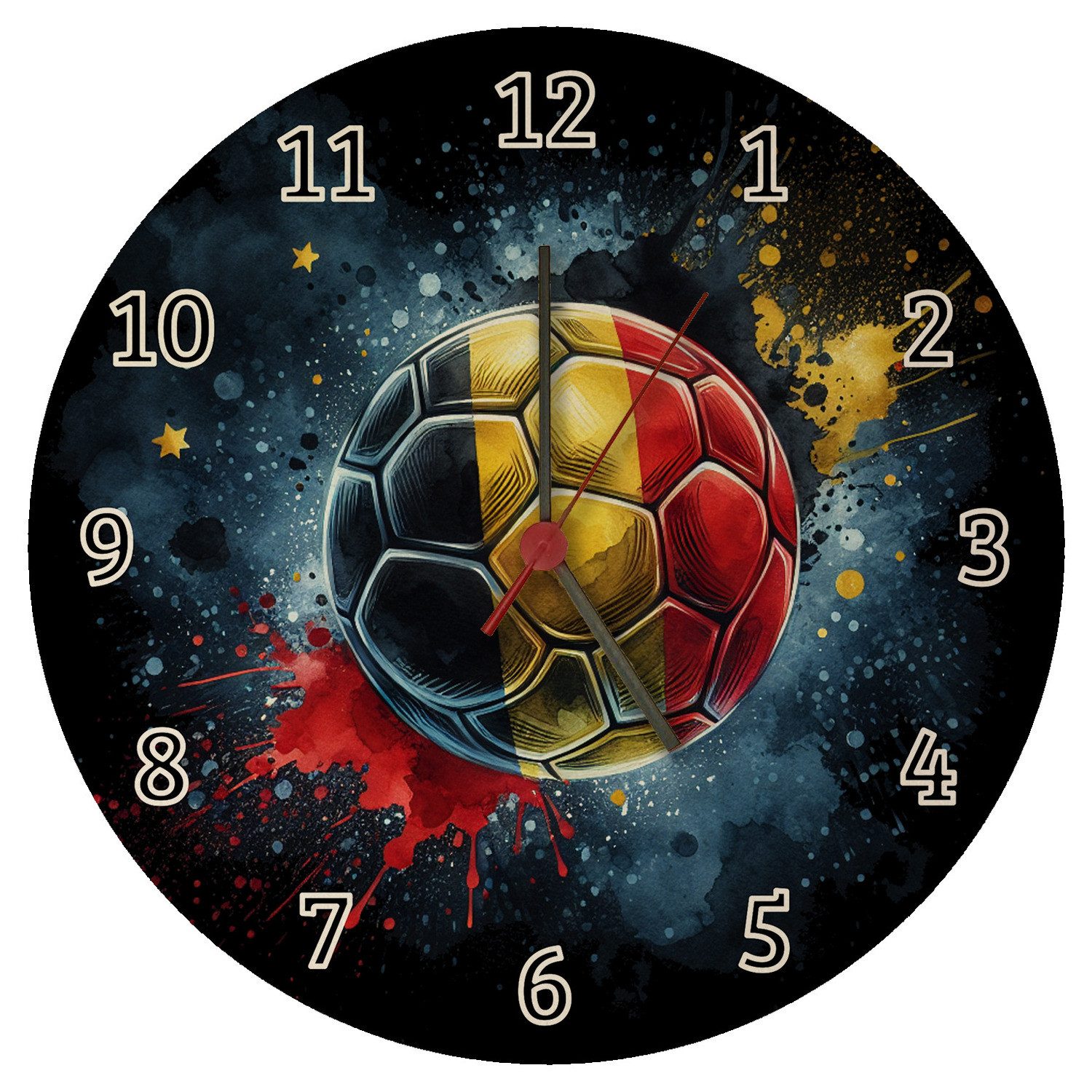 Wanduhr Fußball Belgien Flagge Wanduhr aus MDF