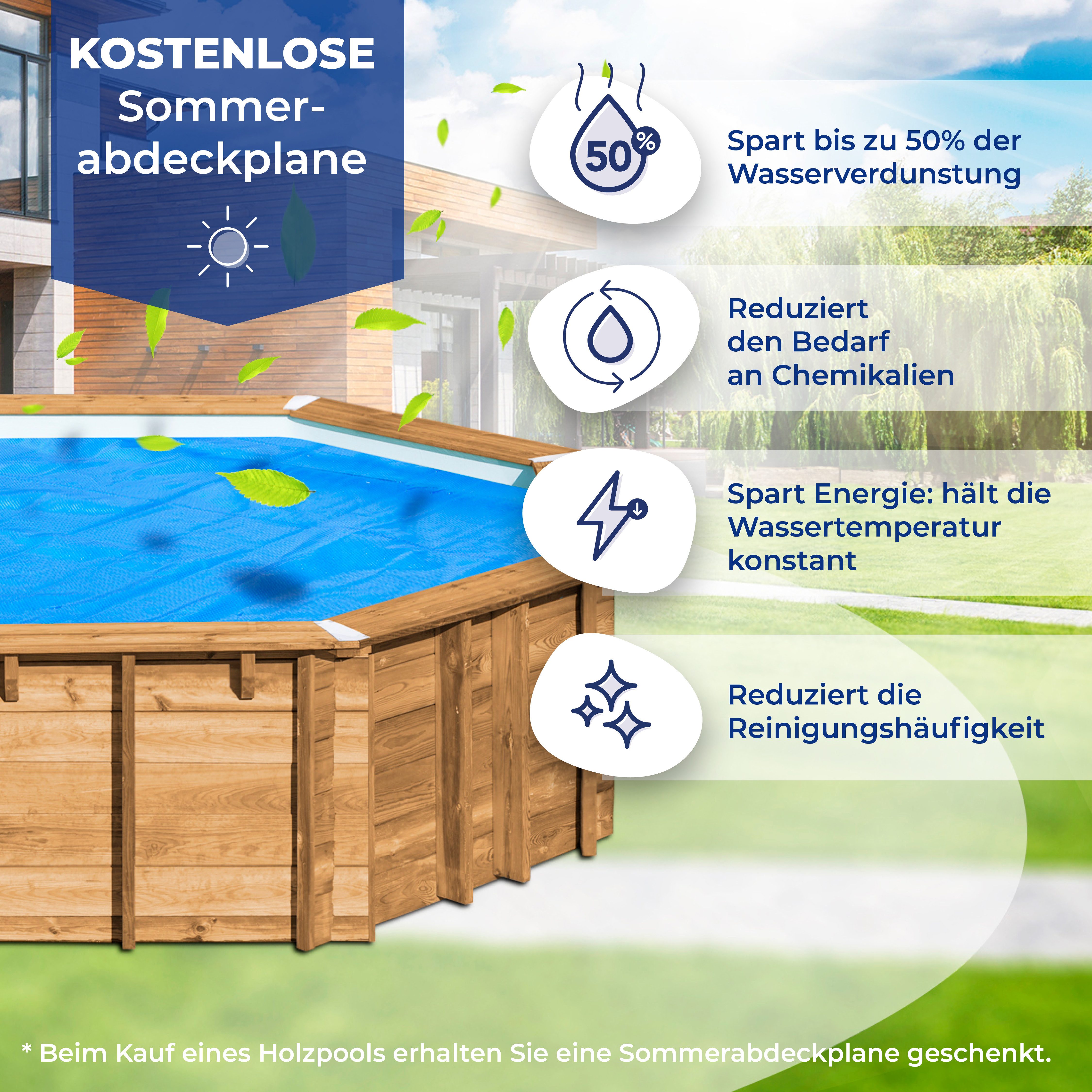 Gre Sechseckpool VANILLE 2 (Set, 8-tlg), Kiefernholz, ØxH: 400x119 cm