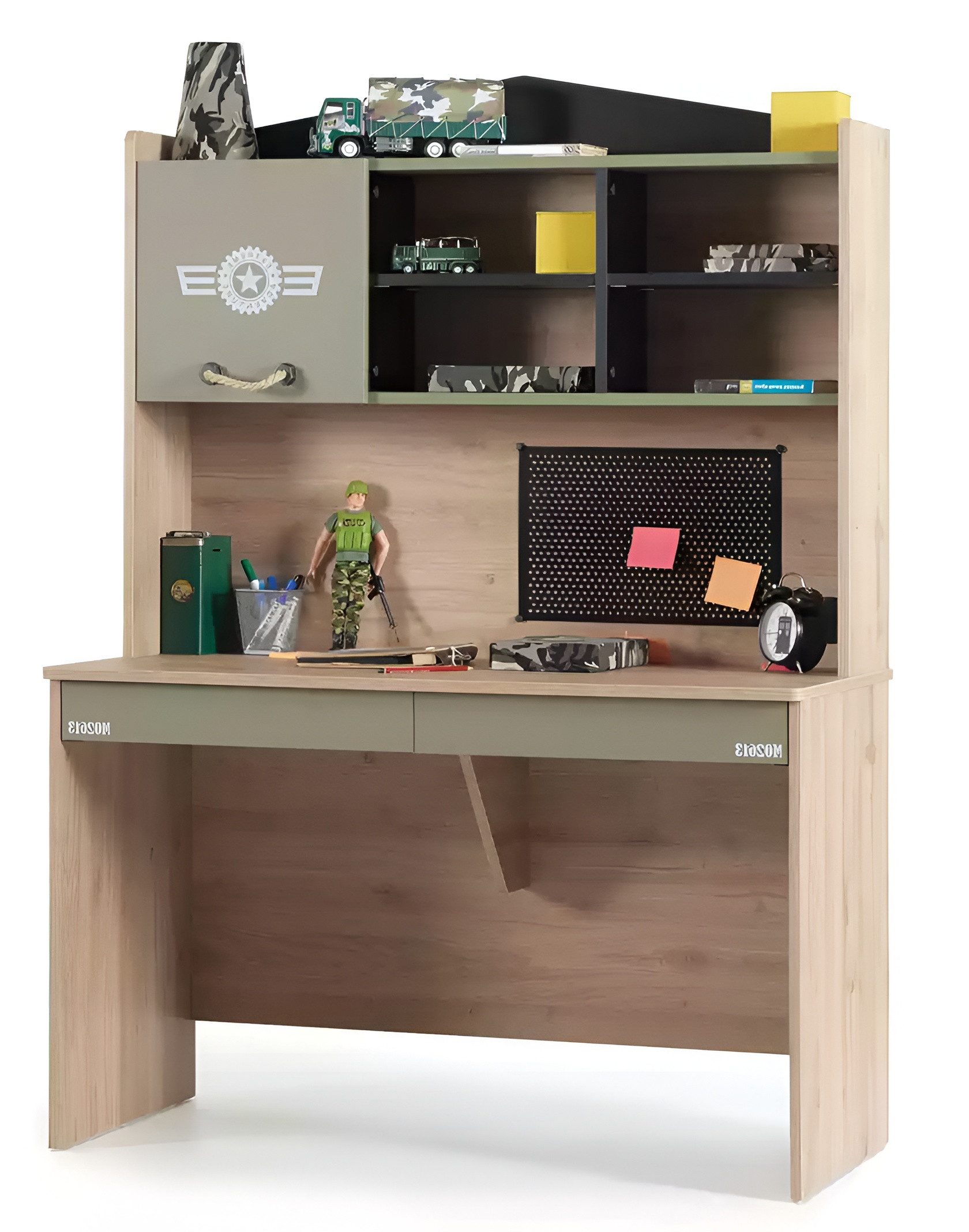 Xlmoebel Kinderschreibtisch Holz-Schreibtisch mit grünem Bücherregal für Kinderzimmer (2-St., Schreibtisch + Bücherregal), Hergestellt in Europa