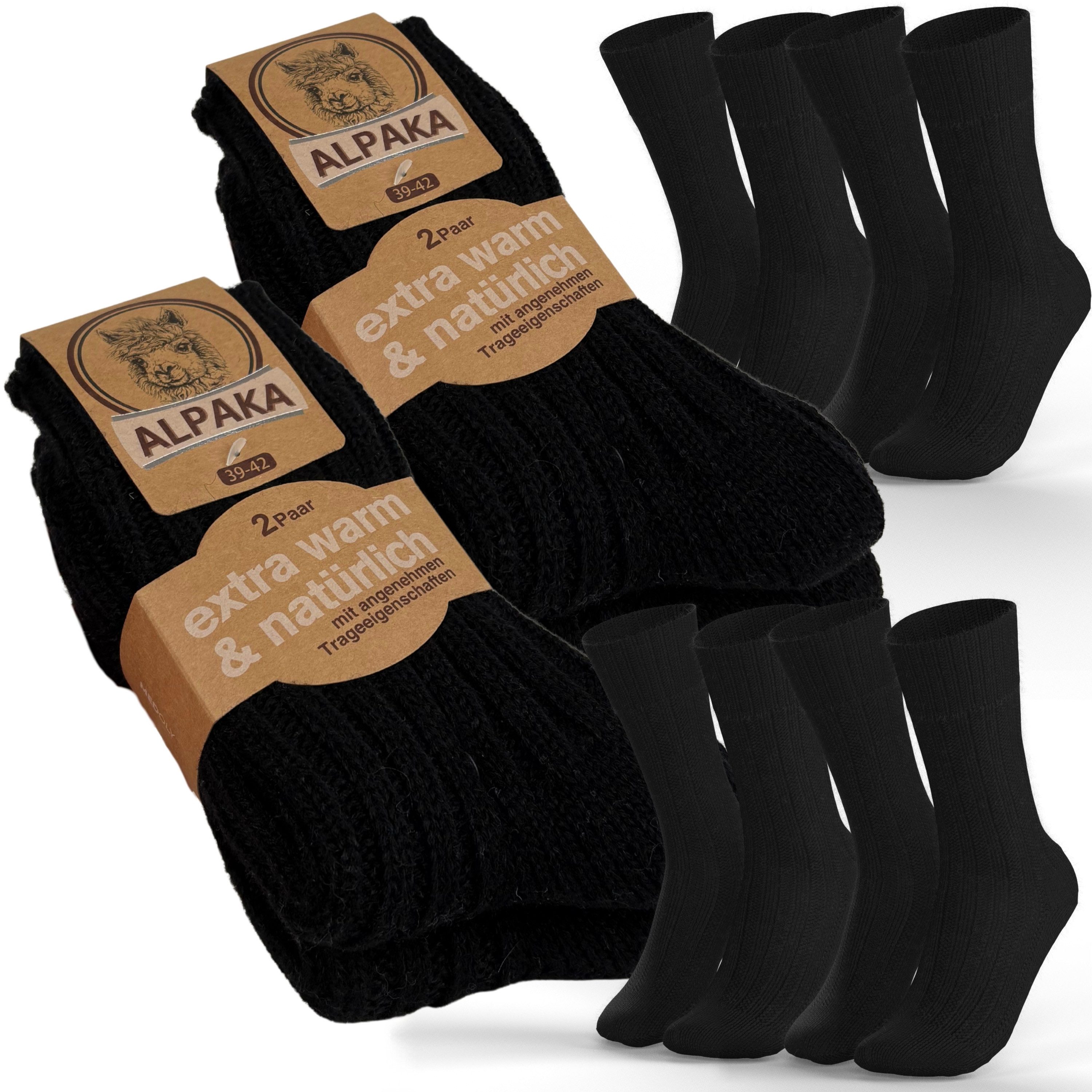 MEDOLY Norwegersocken (4 Paar) Alpaka Socken warme Wintersocken für Damen & Herren mit Wolle besonders Weich