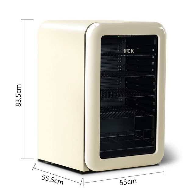 YEEDI Getränkekühlschrank SC-130RB-S, 83.5 cm hoch, 55.5 cm breit, HCK, mit Glastür & LED-Innnenbeleuchtung, 115L, 4°-22°C, 39 dB