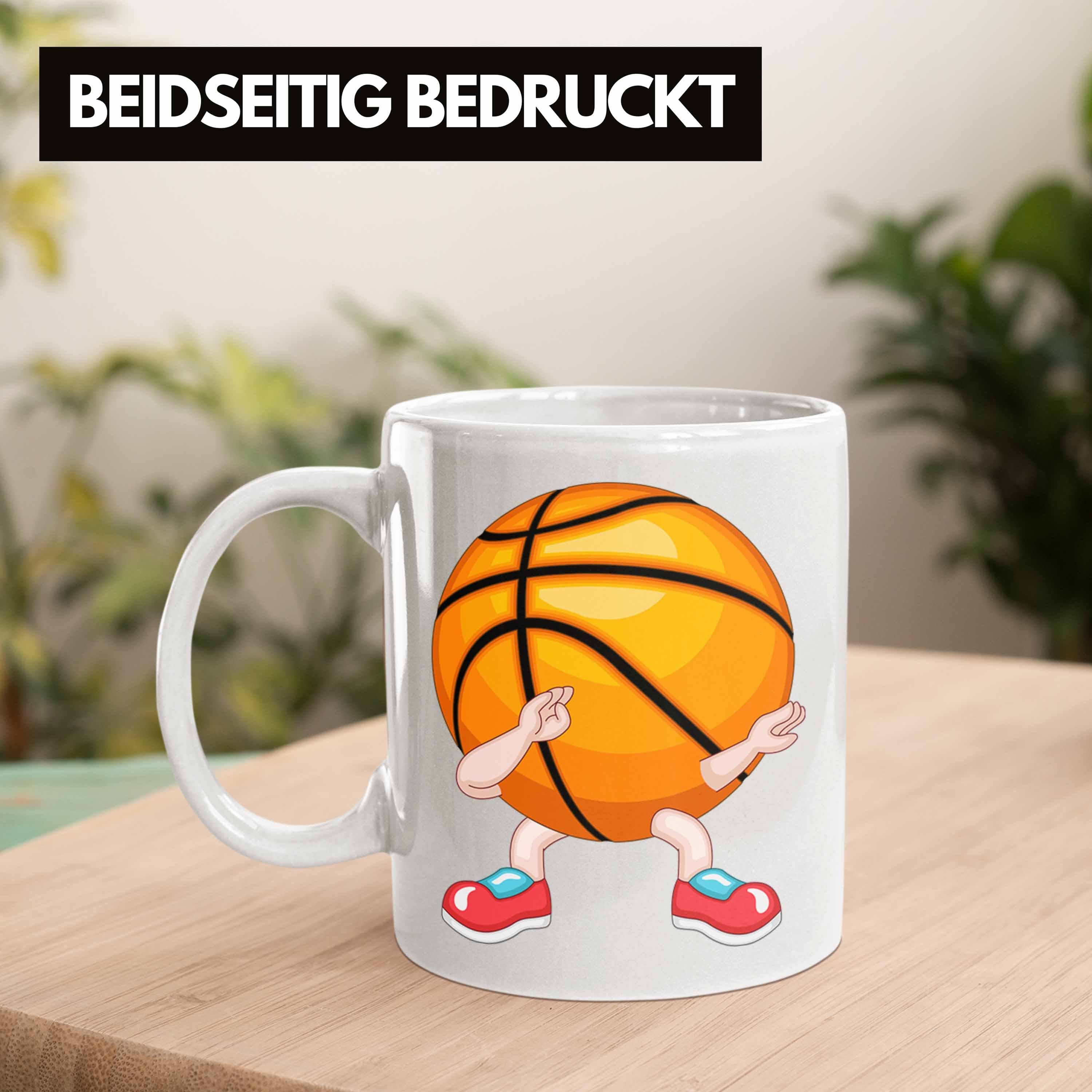 Trendation Tasse Basketball Lustige Geschenk Spieler Tasse für Basketball Weiss Coach Trainer