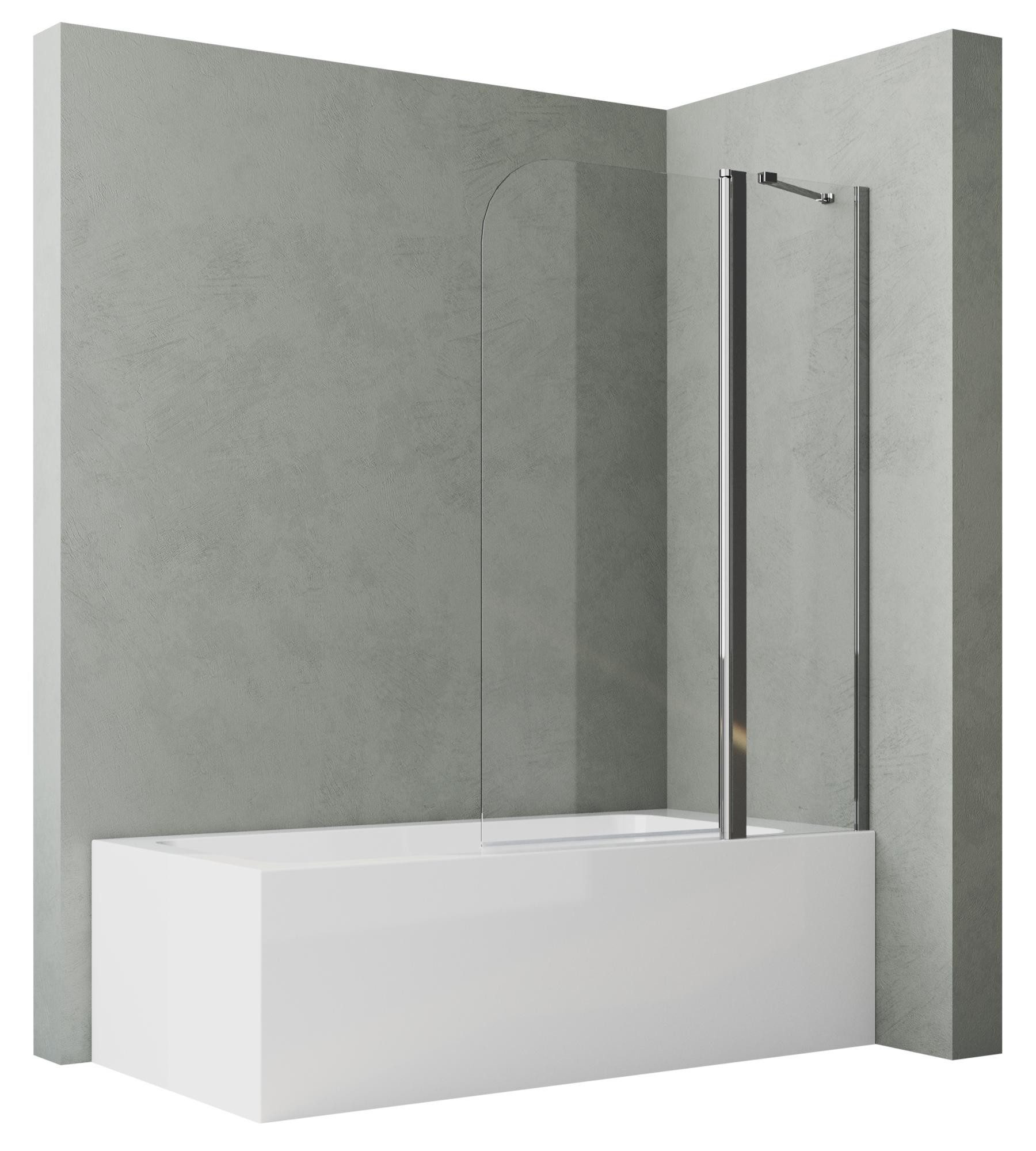 Hopibath Badewannenaufsatz 2 teilig Duschwand für Badewanne faltbar, 6mm Sicherheitsglas, (Badewannenaufsatz, Klarglas), mit Haltestange, 180 Grad nach innen/außen