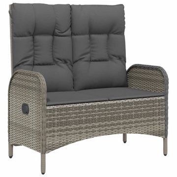 vidaXL Garten-Essgruppe 2-tlg. Garten-Essgruppe mit Kissen Grau Poly Rattan, (1-tlg)