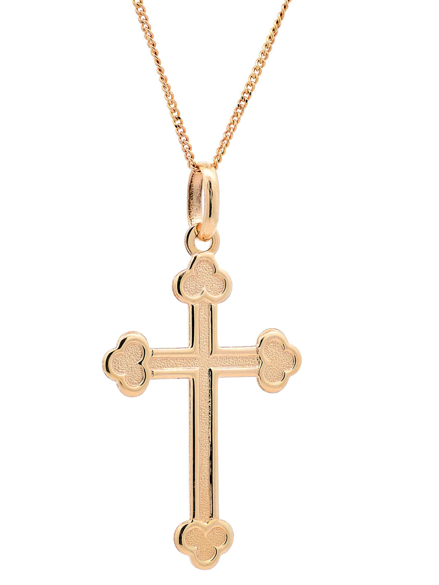 Kettenanhänger Anhänger Kreuz mit 1,1 mm Goldkette 36 cm 585-14 Karat Gold