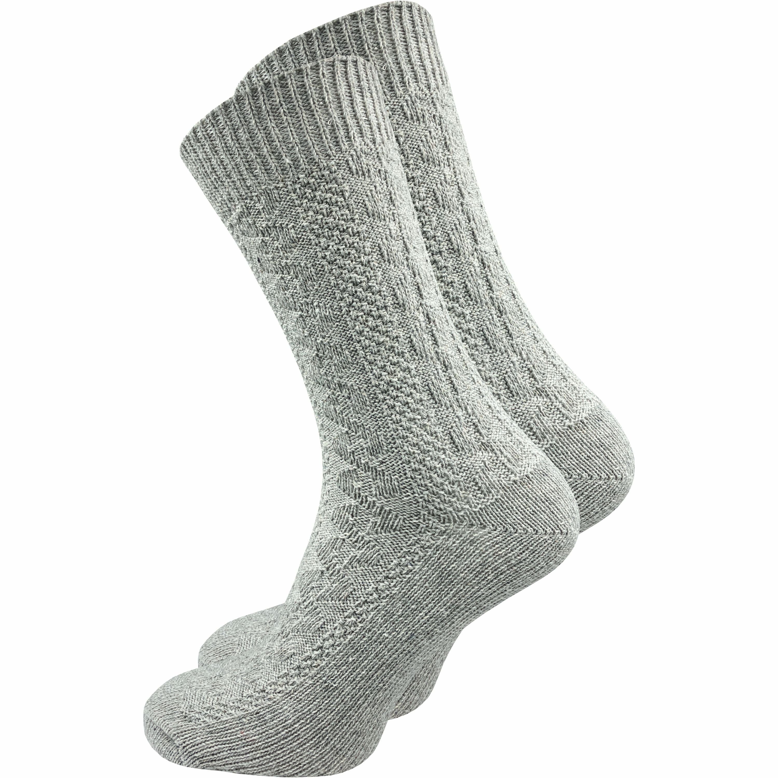 GAWILO Trachtensocken für Herren mit urigem Zopfmuster in grau & natur mit günstig online kaufen
