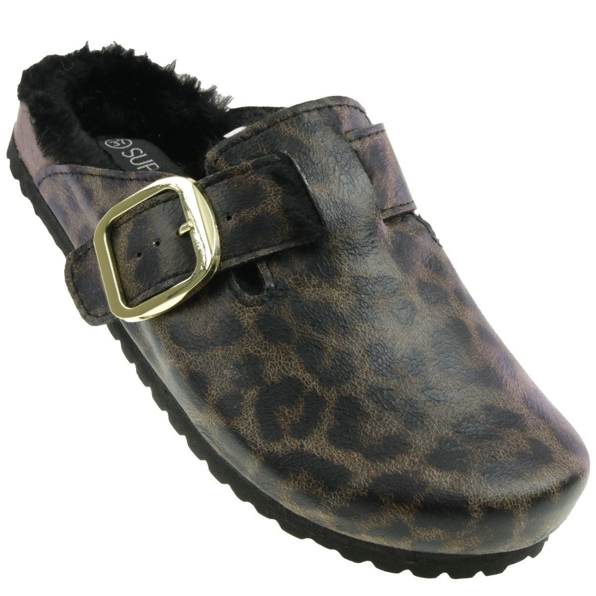 SUPERSOFT Supersoft Damen Clog Leoprint Hausschuh