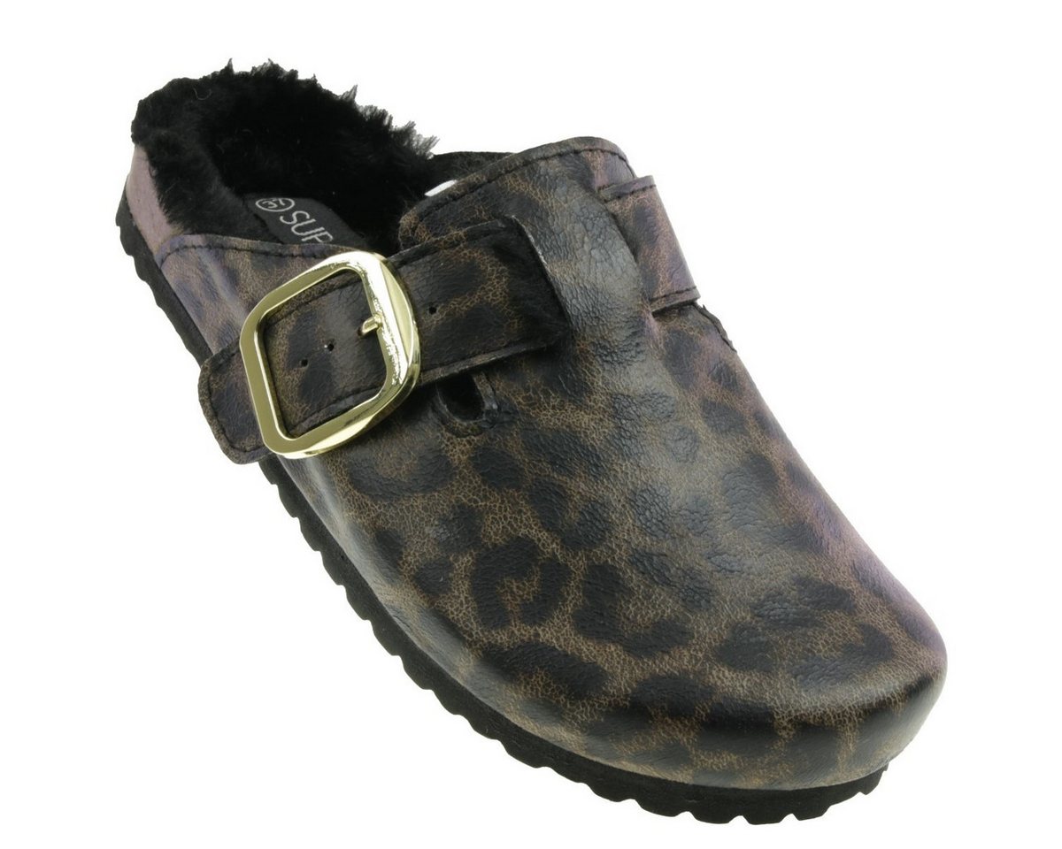 SUPERSOFT Supersoft Damen Clog Leoprint Hausschuh