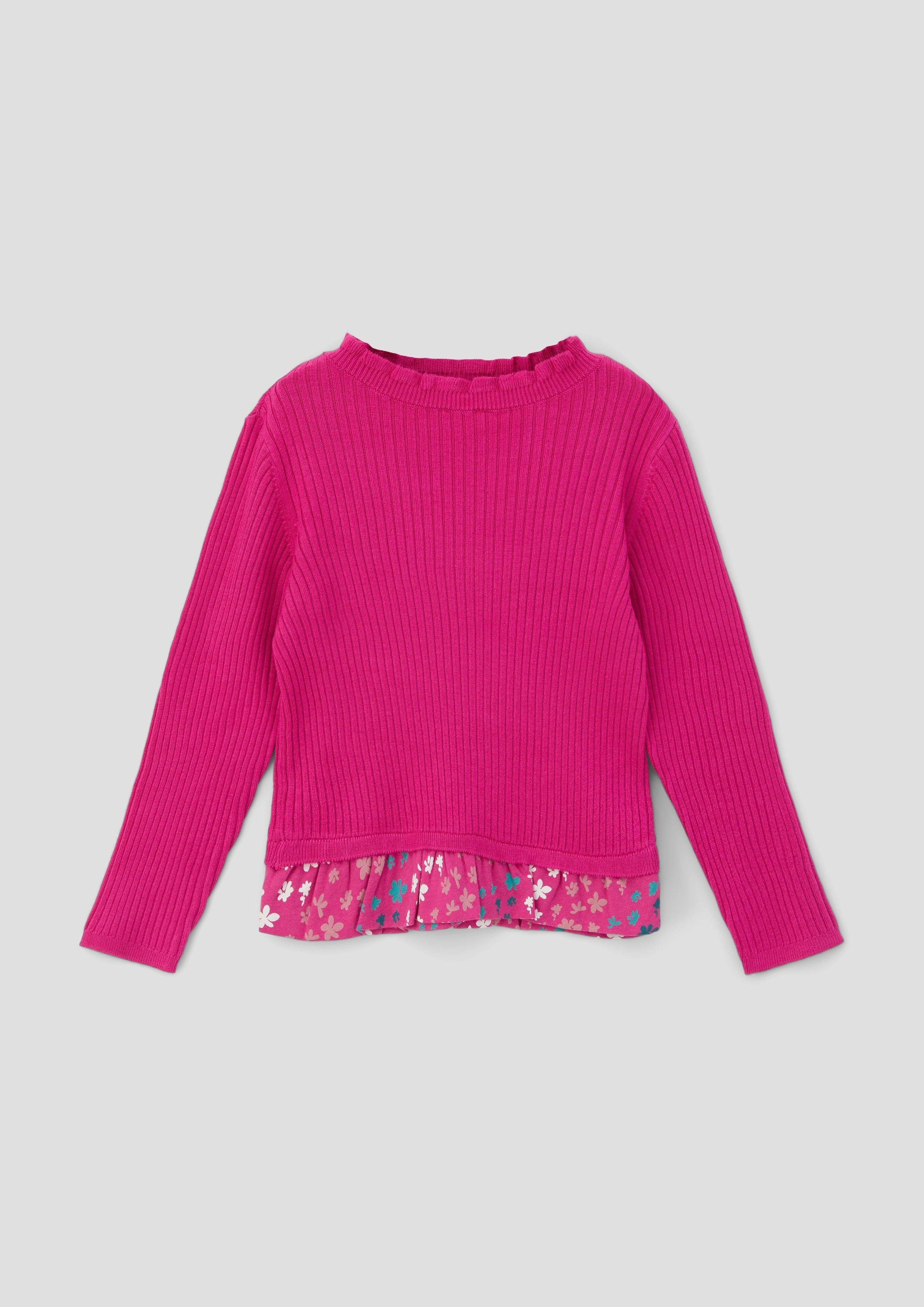 s.Oliver Strickpullover Langarmshirt aus Viskosemix Layering pink