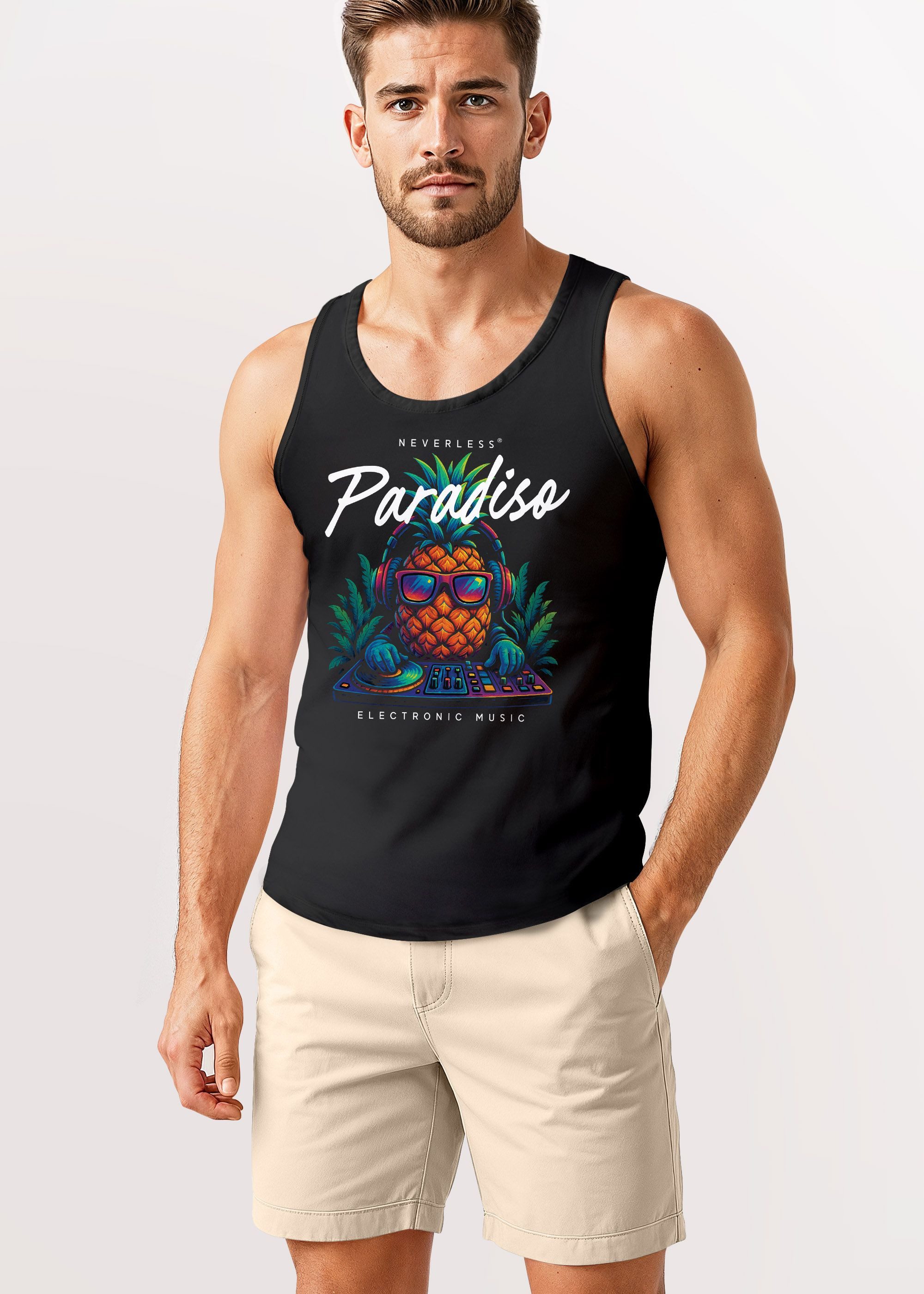 Neverless Tanktop Herren Tank-Top DJ Ananas günstig online kaufen