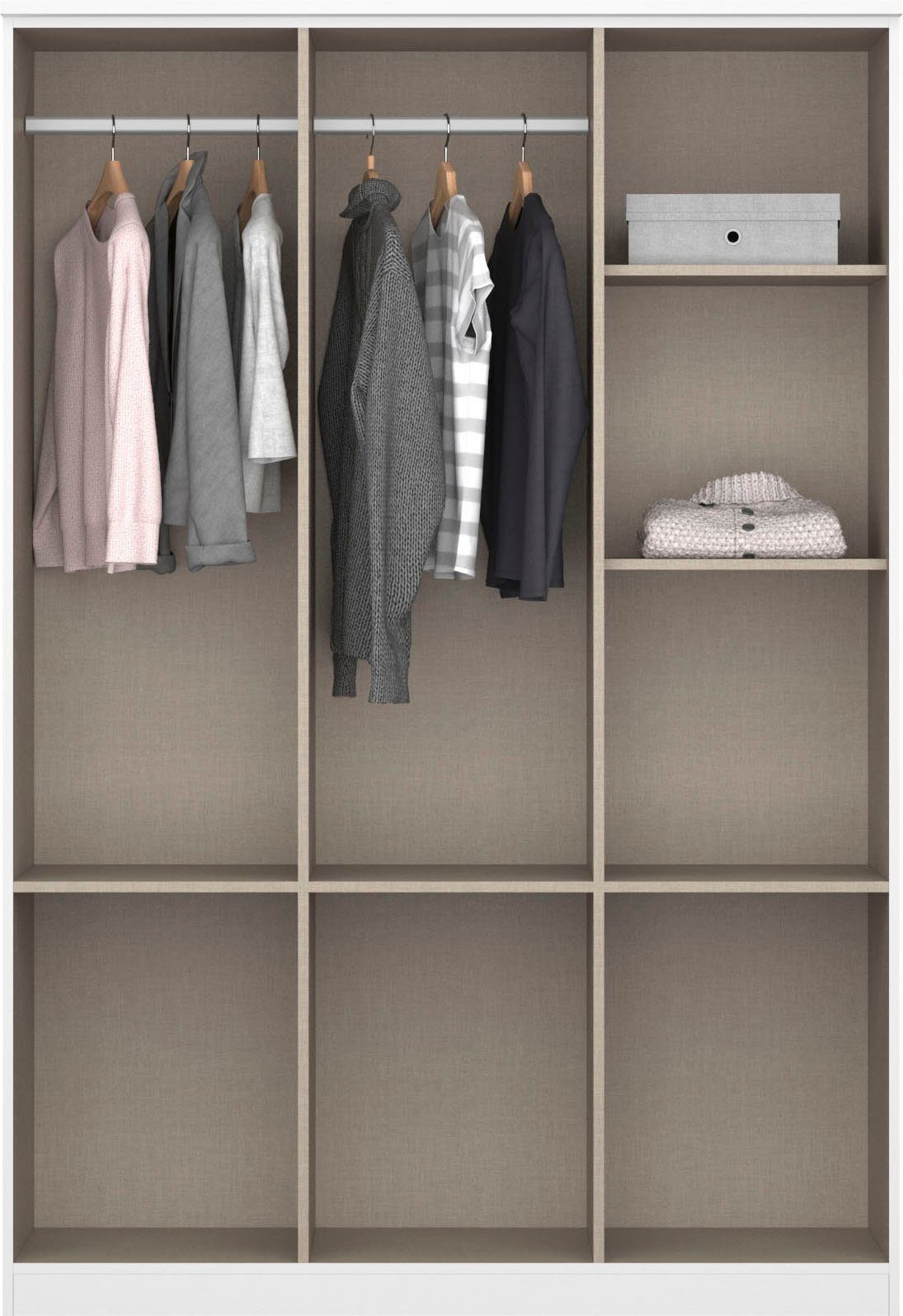 rauch Kleiderschrank Kleiderschrank Schrank Garderobe deckenhoher Schrank BREMEN (optional mit Spiegel, Breiten: 91/136/181 cm, Höhe: 199 cm) in vielen Farbvari – Bild 4 von 5