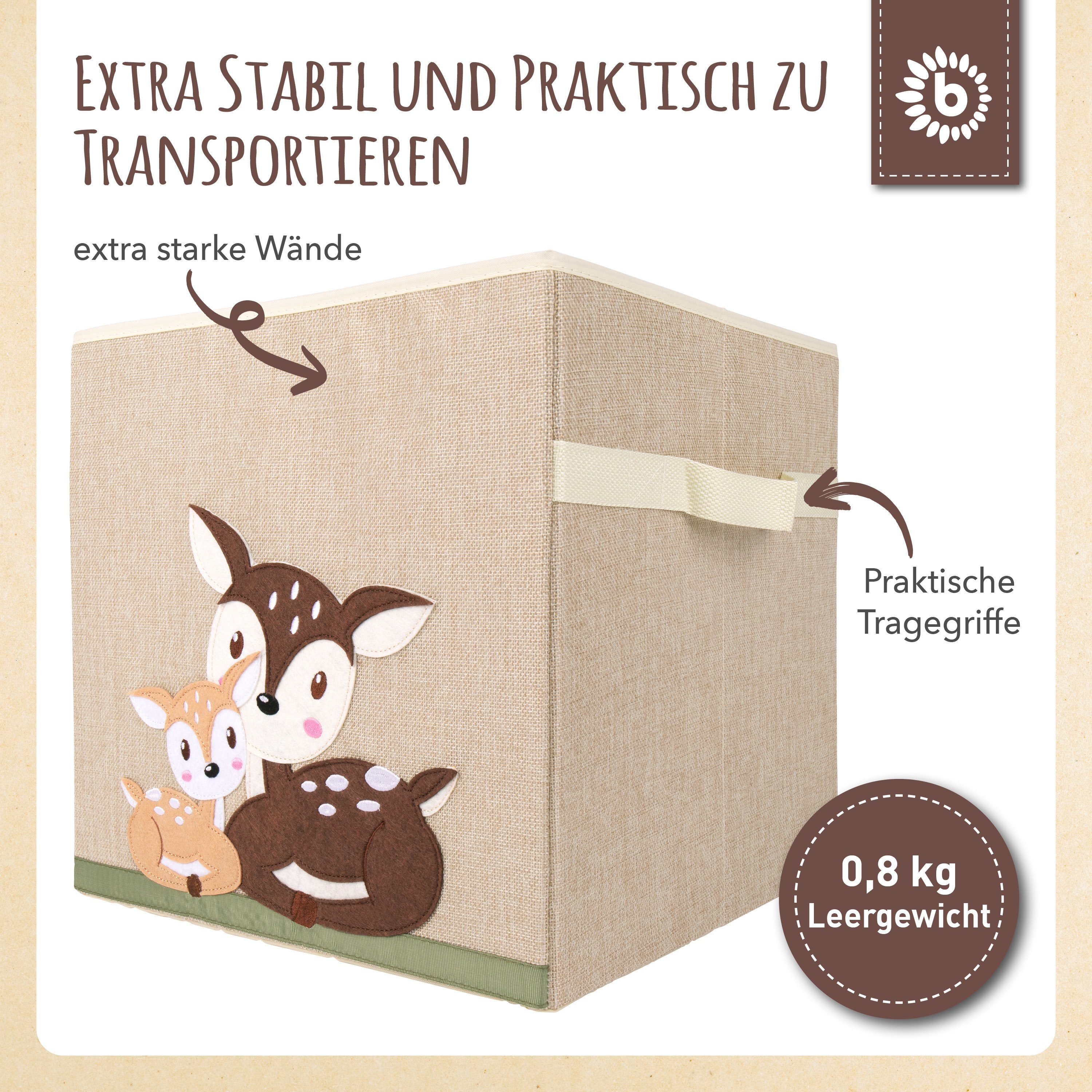 BIECO Spielzeugtruhe Bieco Kinder Aufbewahrungsbox Rehe 36L, faltbar Kallax Spielzeugkiste – Bild 4 von 5