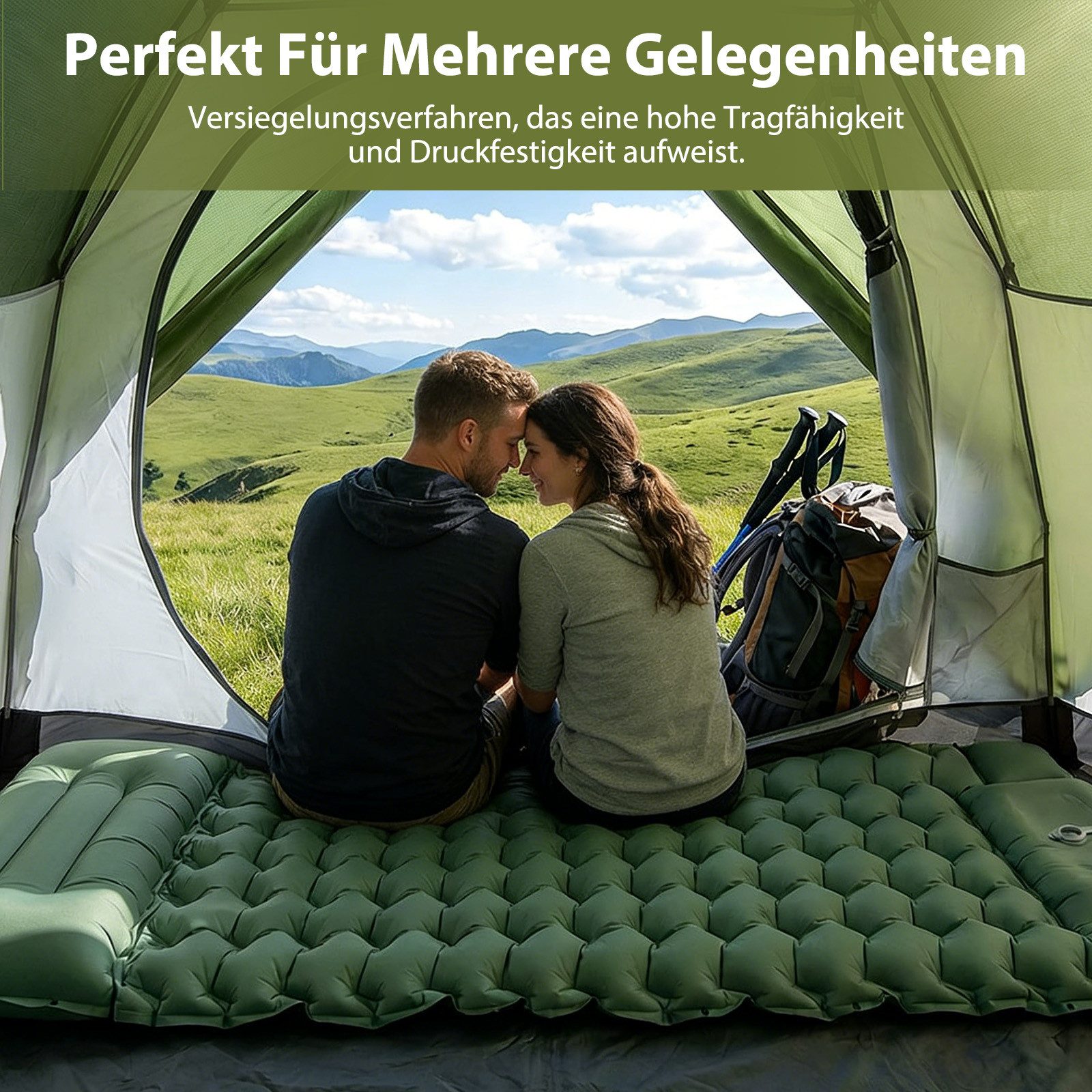 AKKEE Isomatte Outdoor, Isomatte Camping Outdoor, Isomatte Ultraleicht 200 x 66 cm, Outdoor Camping Schlafmatte Aufblasbar Sleeping Pad