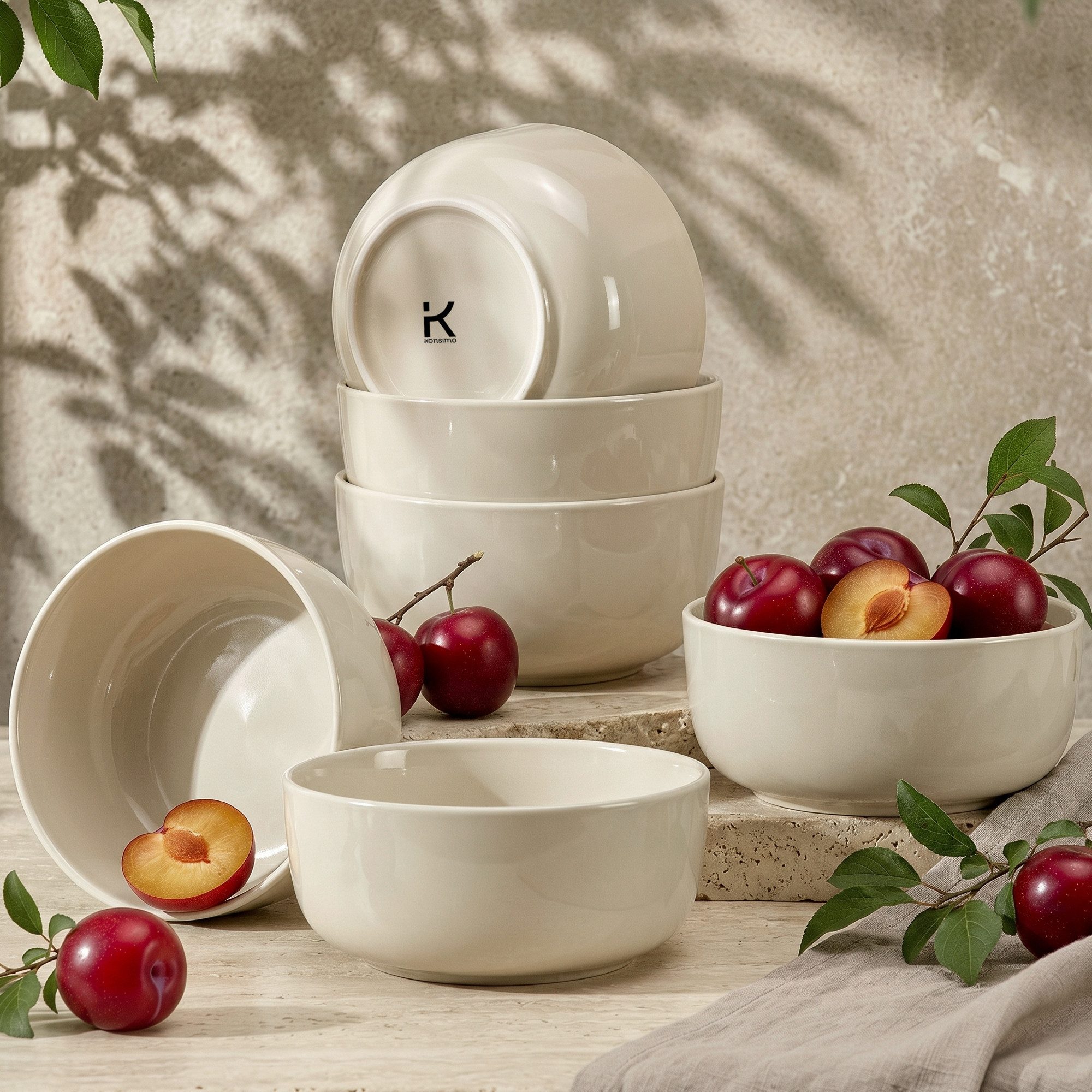 KONSIMO® Müslischale VICTO Schüssel-Set hergestellt in der EU, Steingut, (6-Personen Set, 6-tlg), spülmaschinengeeignet, mikrowellengeeignet, 6x Schale