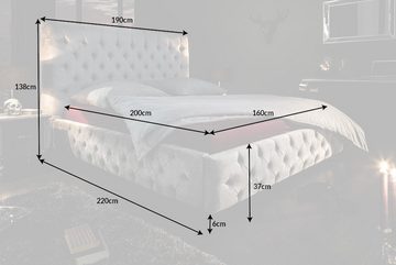 riess-ambiente Polsterbett PARIS 160x200cm grau (Einzelartikel, 1-tlg), Schlafzimmer · Samt · Ziersteppung · Chesterfield-Design
