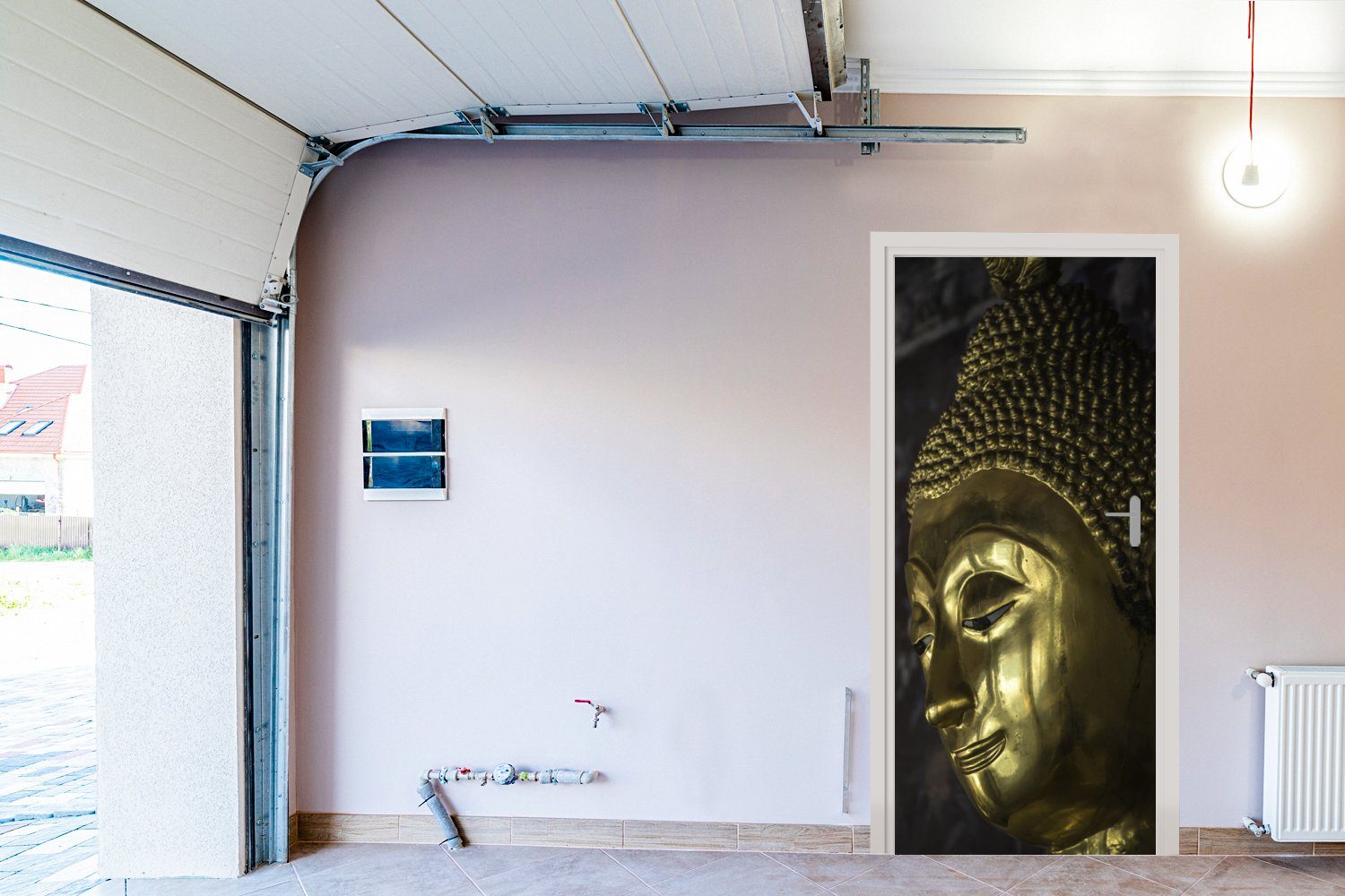 MuchoWow für Fototapete Türtapete Buddha-Statue (1 cm St), Goldene Matt, Türaufkleber, Tür, Thailand, bedruckt, 75x205