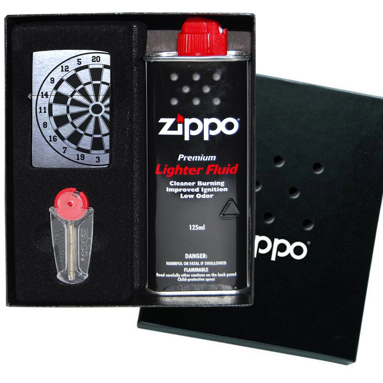 Lasernauten Feuerzeuge Zippo Feuerzeug mit Gravur Dartscheibe Chrome Brushed Dart Dartboard, Benzinfeuerzeug