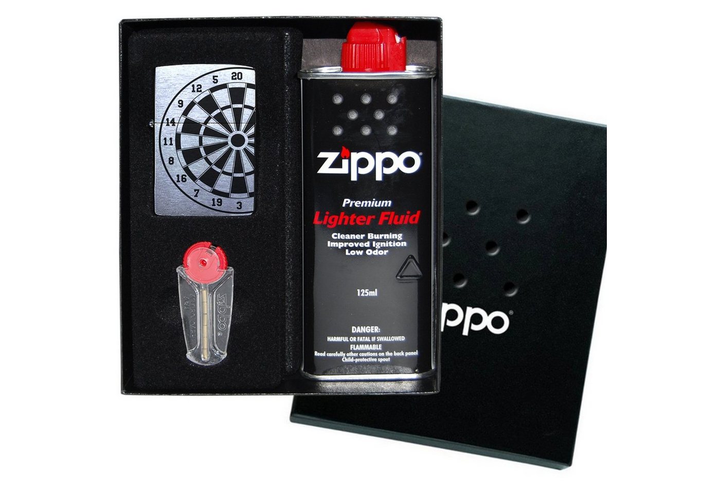 Lasernauten Feuerzeuge Zippo Feuerzeug mit Gravur Dartscheibe Chrome Brushed Dart Dartboard, Benzinfeuerzeug