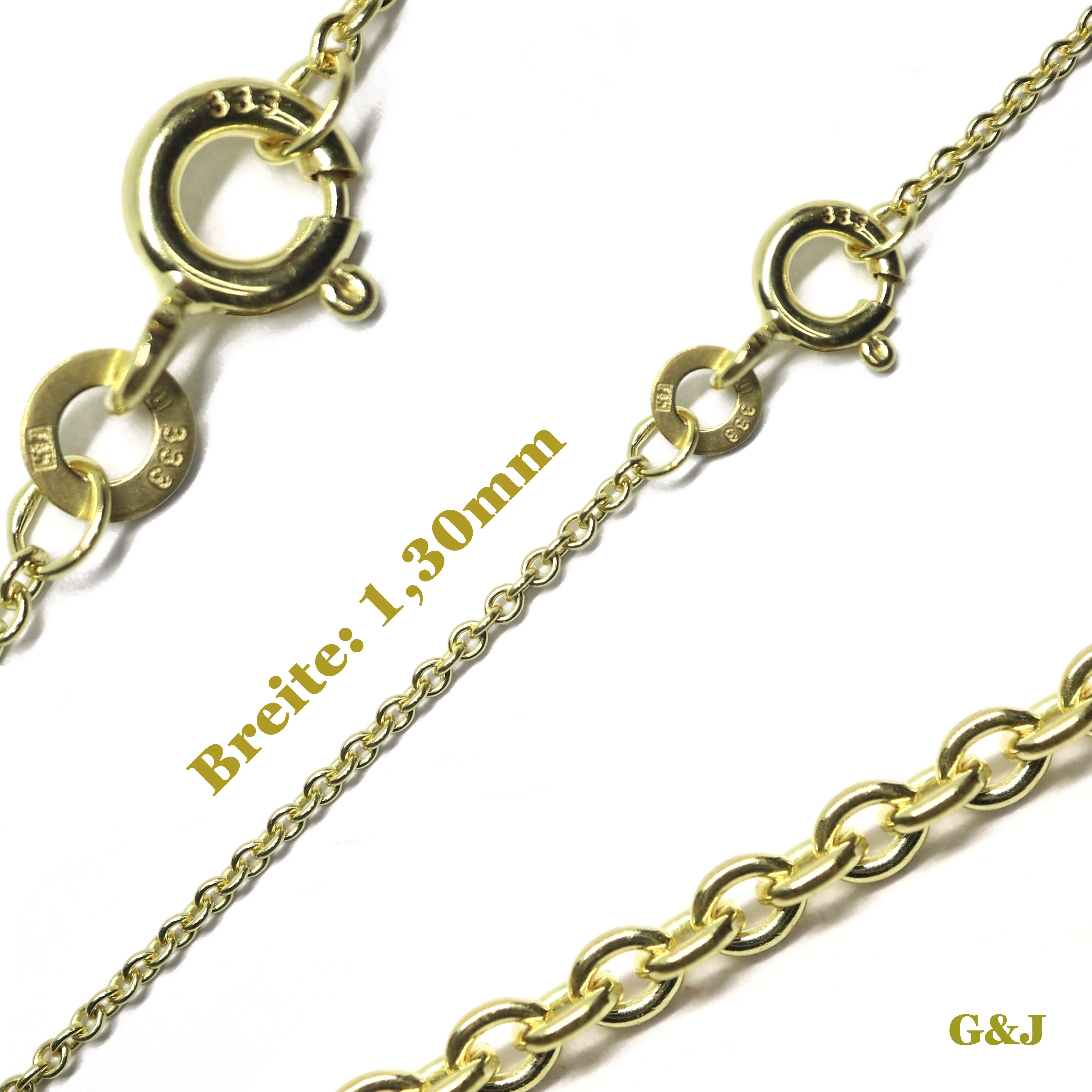 G & J Collier Ankerkette rund 333 8K Gold 1,30mm 45-60cm hochwertige edle  Halskette (inkl. Schmucketui), Made in Germany
