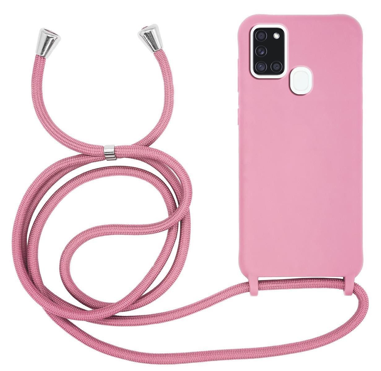 MyGadget Handyhülle TPU Hülle Band Handykette Handyband Umhängen Case Für Samsung Galaxy A21s