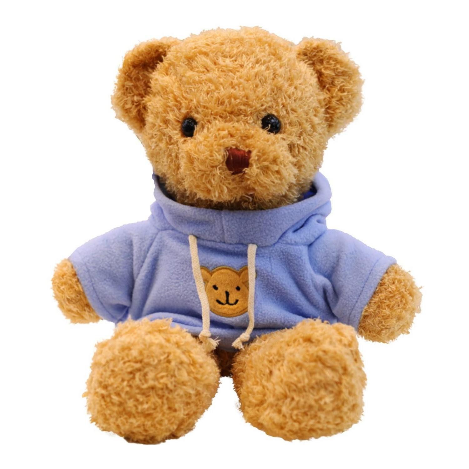 LuxusKollektion Kuscheltier Teddybär Fell Kapuze Tatzendruck Plüschtier Geschenk Blue 30cm