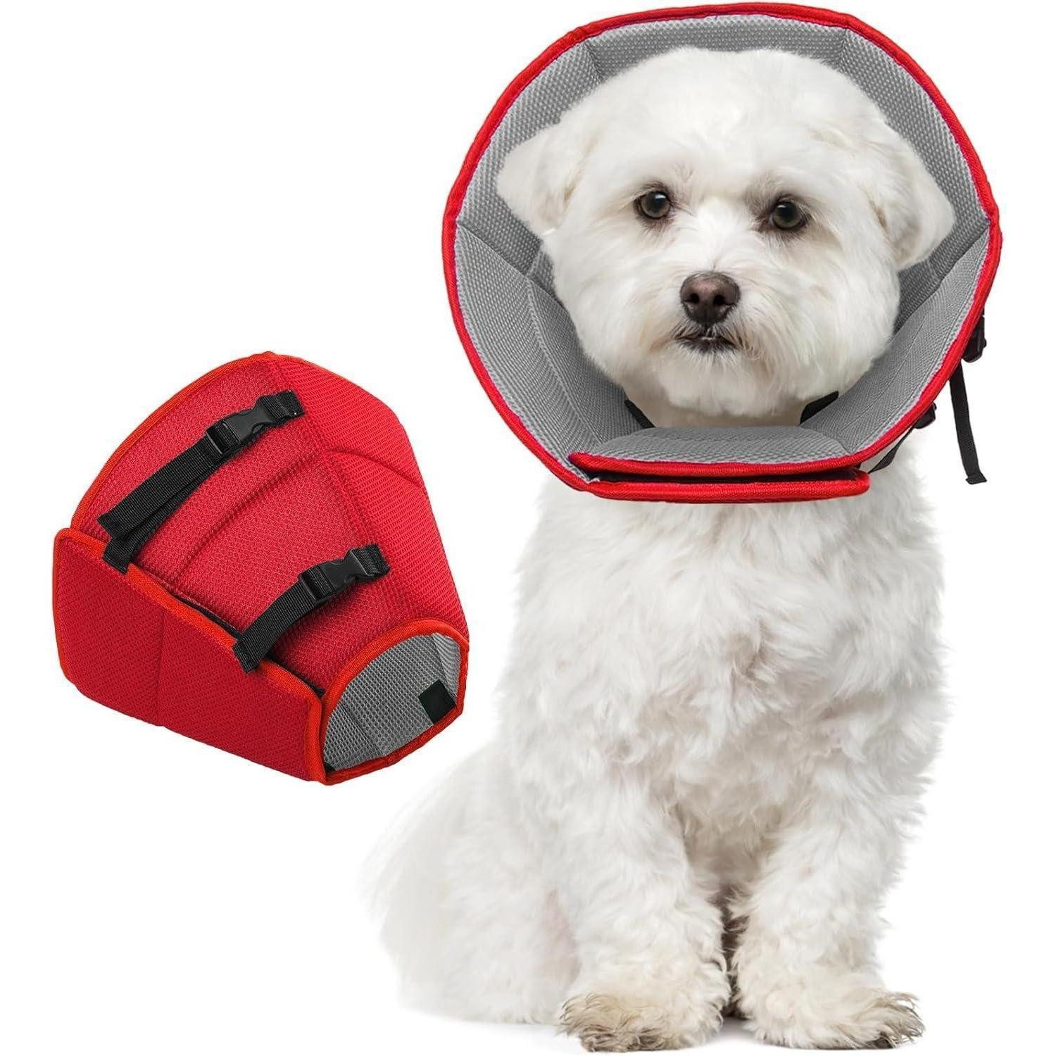 LuxusKollektion Schutzkragen Halskrause Hund Leckschutz einstellbar M Halsumfang:28-36cm Rot, Textil