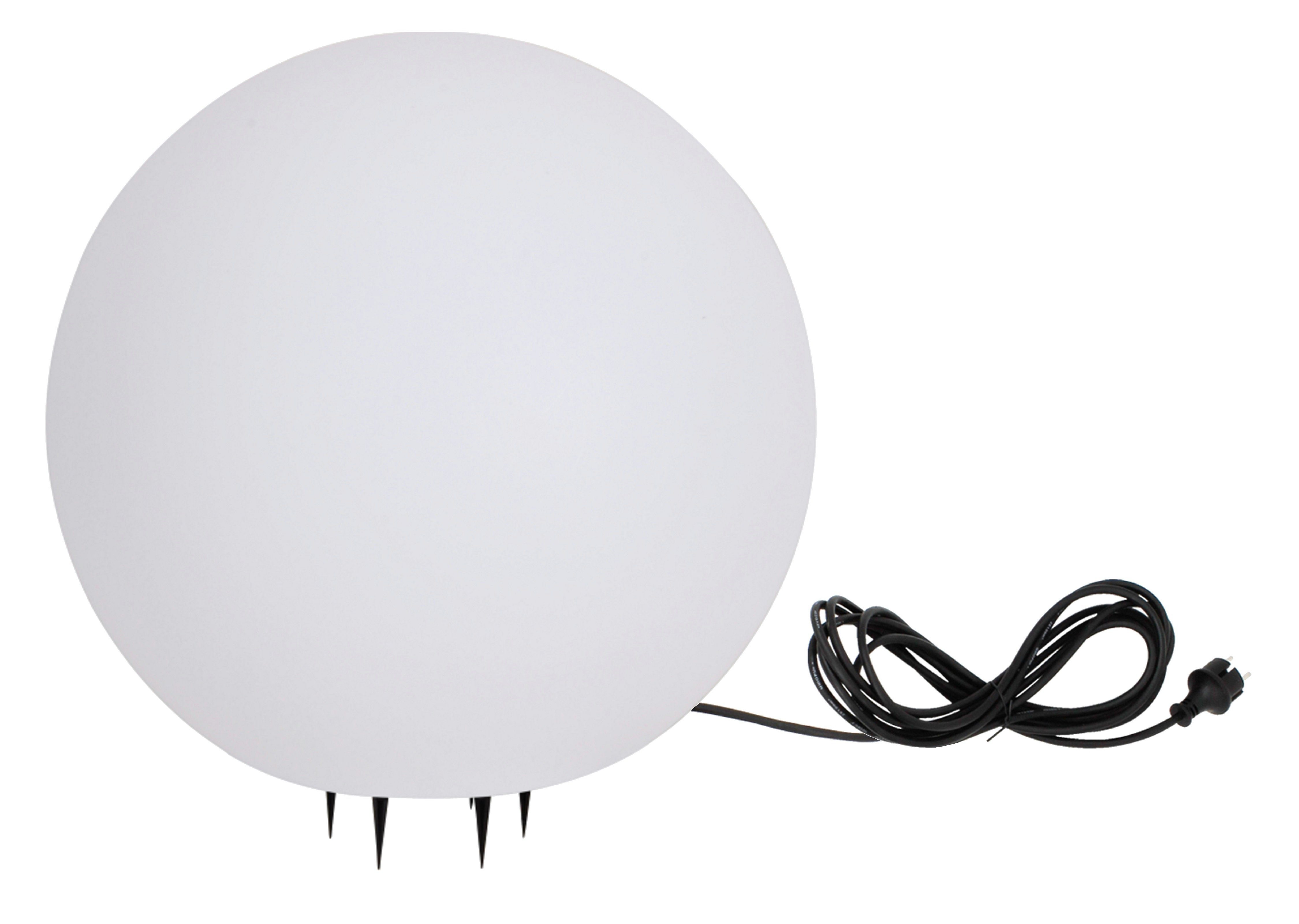 TRANGO LED Gartenleuchte, 1er Set 500W IP65 Gartenkugel 50cm Durchmesser in Weiß matt Naturstein-Optik *SNOW* inkl. 3 Meter IP44 Zuleitungskabel mit 1x E27 Fassung (ohne Leuchtmittel), Kugelleuchte, Gartenleuchte, Leuchtkugel, Außenleuchte