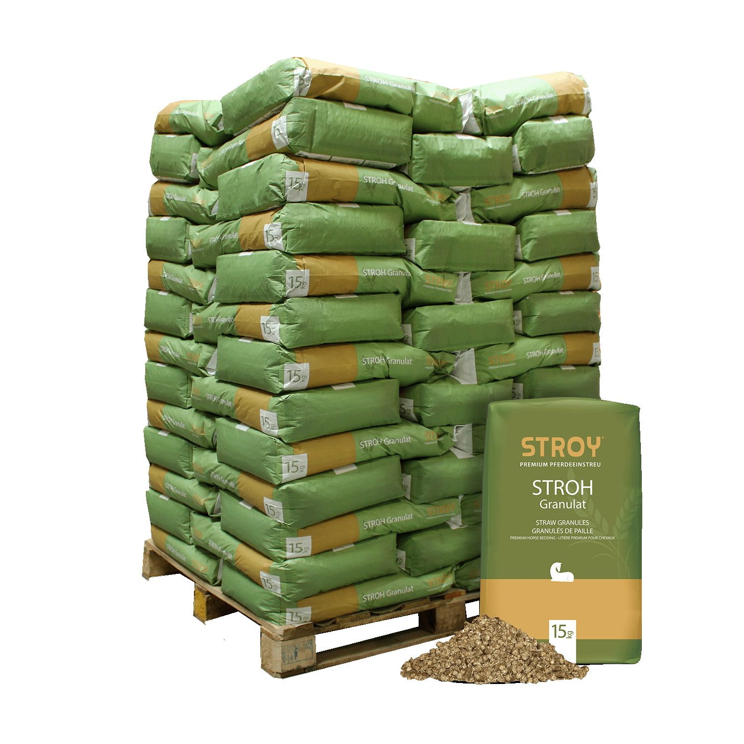 STROY Strohpellet-Einstreu Strohgranulat (Palette, 65-tlg)