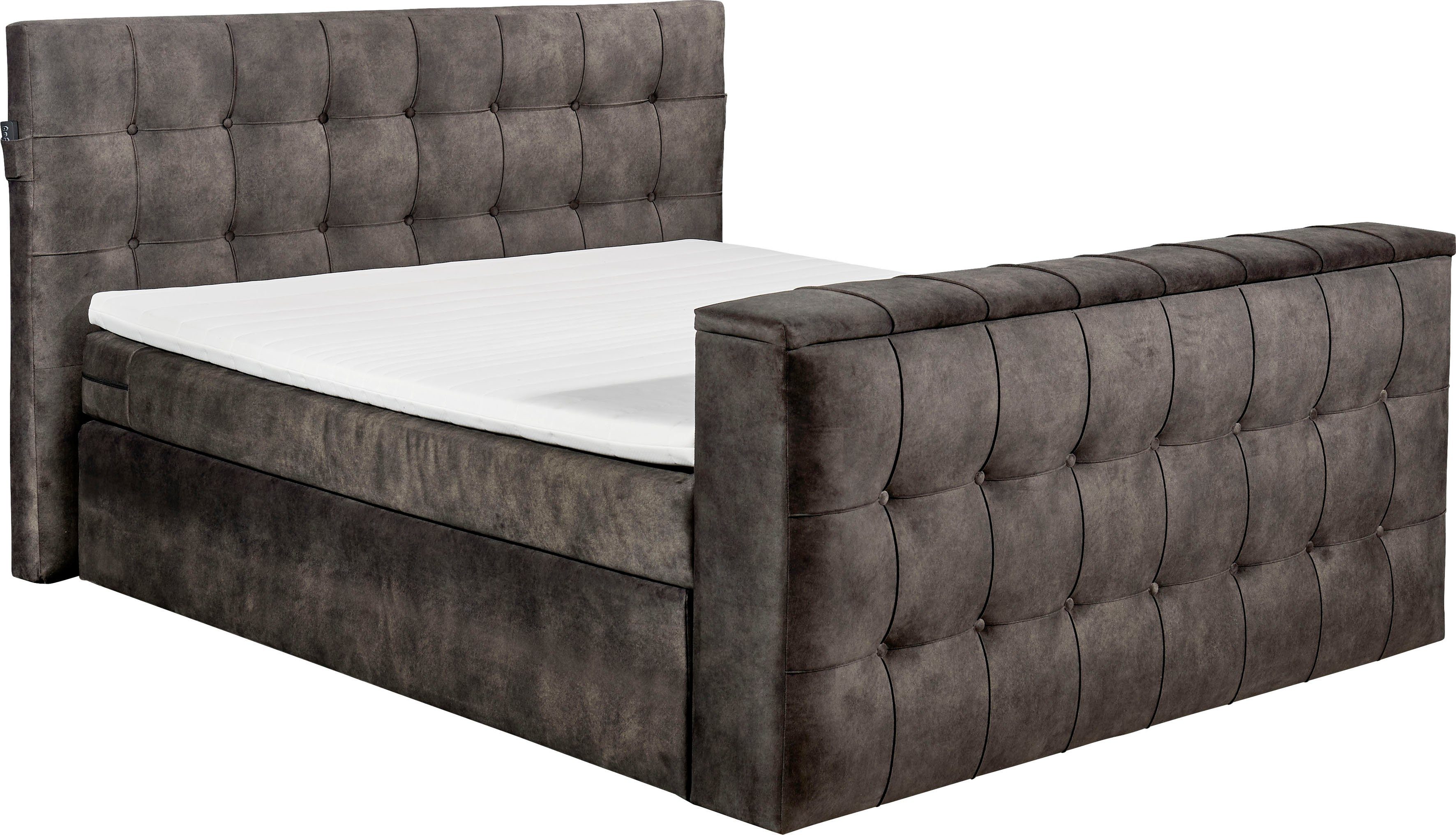 set one by Musterring Boxspringbett Richmond, versenkbarer TV- Halterung mit Fernbedienung