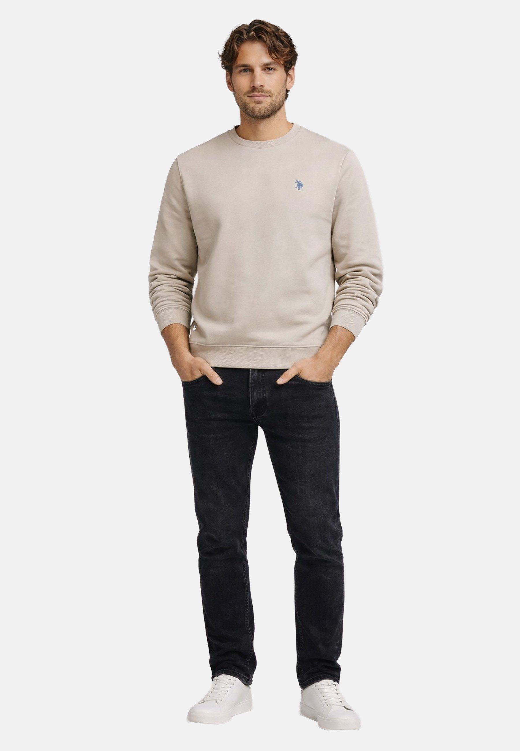 U.S. Polo Assn. Sweatshirt USRexx Herren Pullover mit Rundhalsausschnitt aus Baumwolle Klassisches Sweatshirt mit Rippbündchen und Logostickerei – Bild 3 von 5