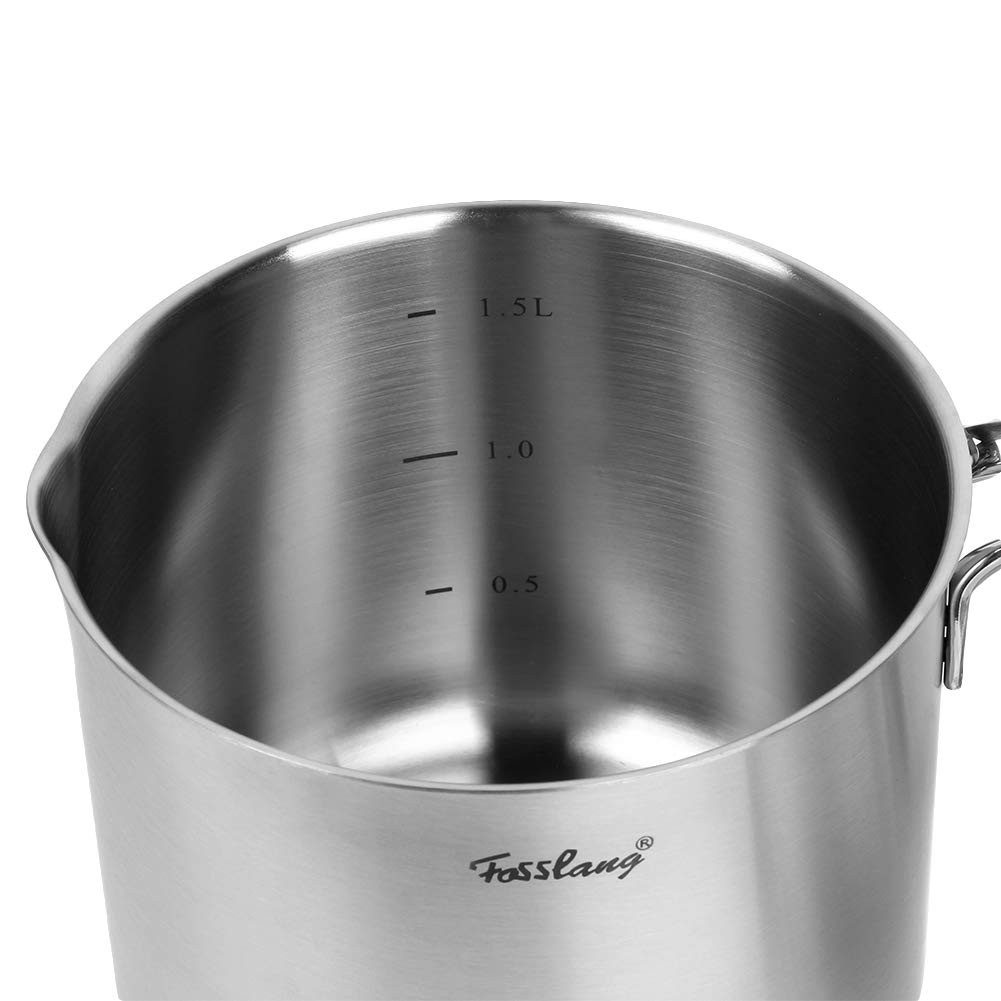 OSTWOLKE Milchtopf 14x12cm mit Deckel 1,5L Interne Skala Kochtopf Induktion, Edelstahl 18/10 – Bild 5 von 5