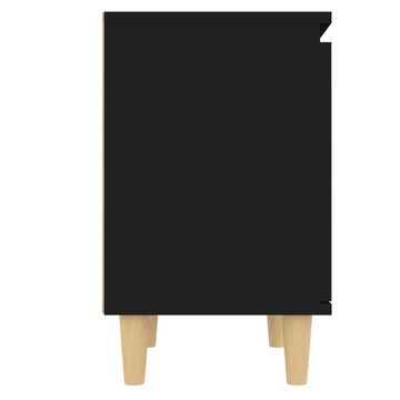 furnicato Nachttisch mit Massivholz-Beinen Schwarz 40x30x50 cm