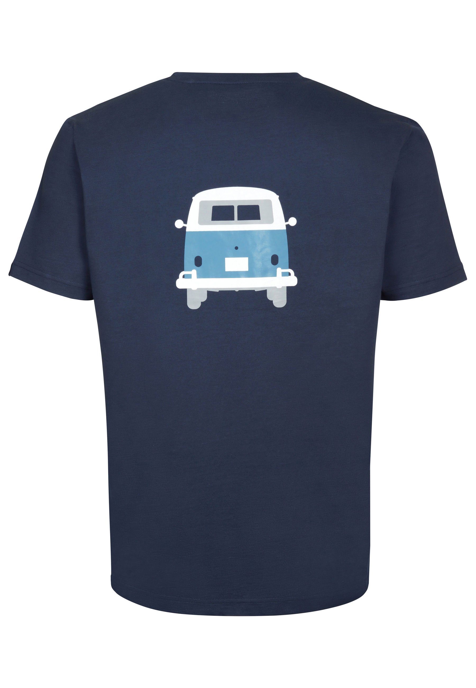 Rücken lizenzierter VW T-Shirt Print Methusalem Brust Elkline Bulli darkblue