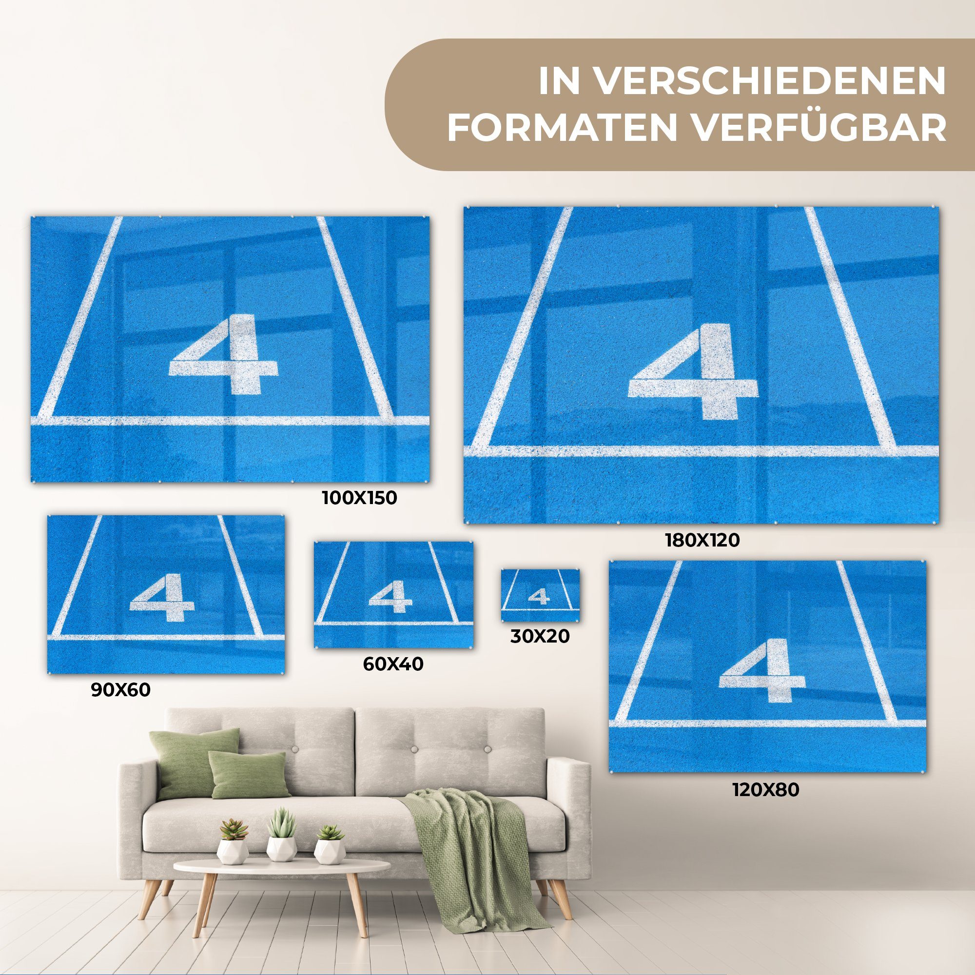 Schlafzimmer Leichtathletikbahn, Nummer Wohnzimmer (1 MuchoWow & Acrylglasbild Acrylglasbilder 4 St),