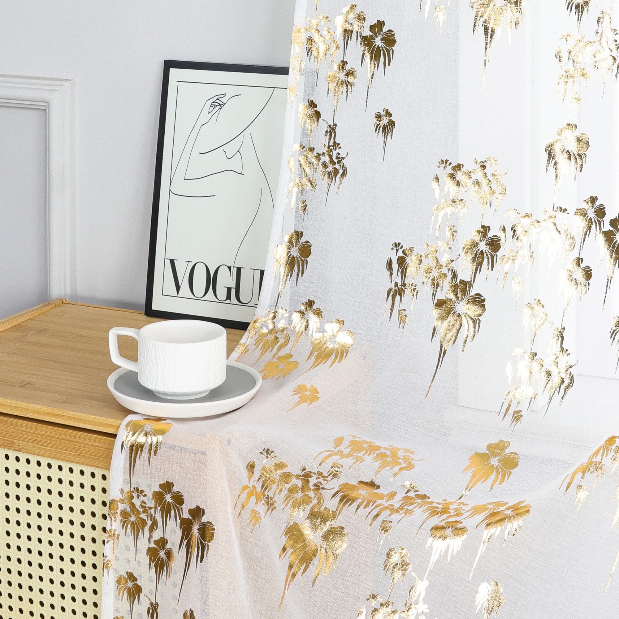 Joyswahl Schiebegardine (2 St), Klettband, transparent, Voile, Flächenvorhang mit kunstvollen und glänzenden Blumen