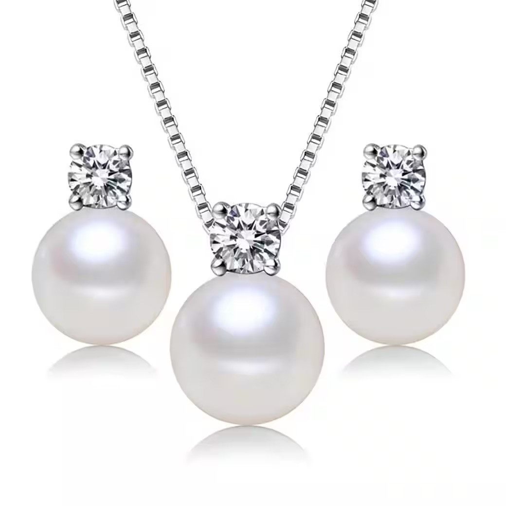 ROUGEMONT Perlenketten-Set Zauberhaftes Süßwasserperlen Schmuckset Perlenkette 925 Silber (Perlenhalsket und Ohrringe), Echtschmuck – Bild 2 von 5