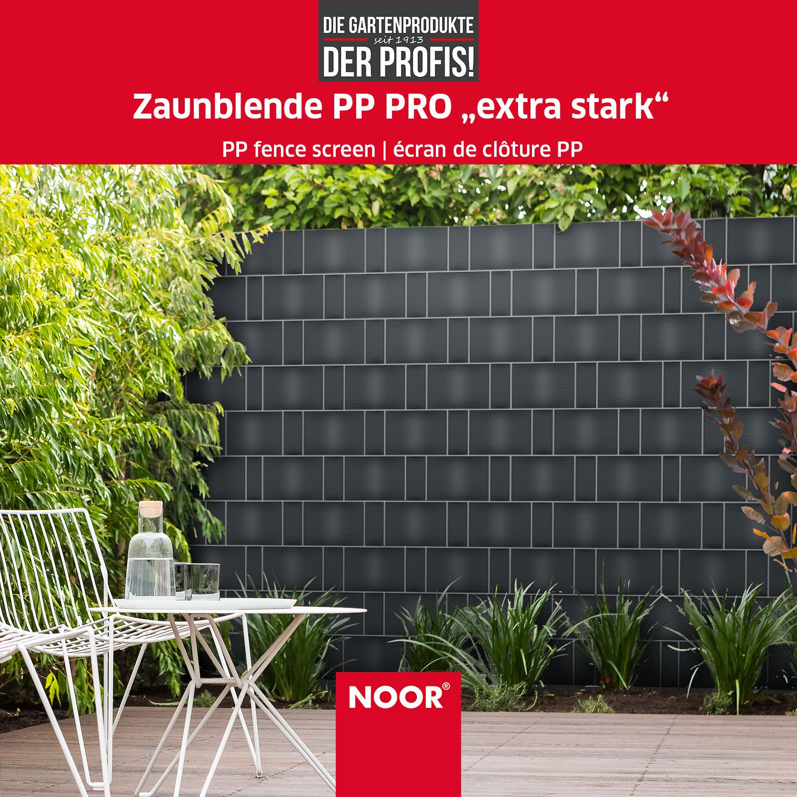 NOOR Sichtschutzstreifen PVC Blickdicht - für Doppelstabmattenzaun, Sicht- und Windschutz für Garten, Balkon und Terrasse