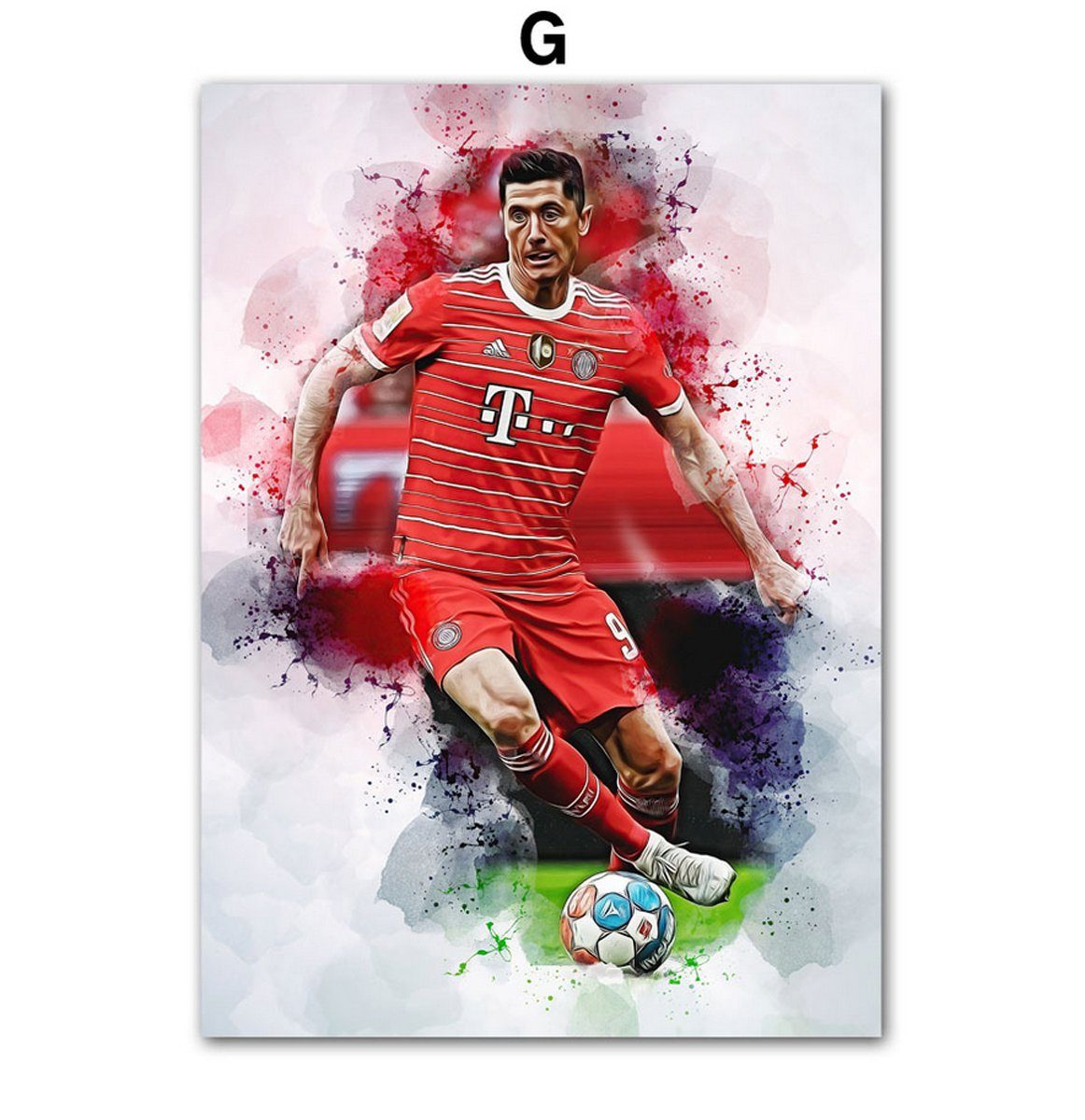 TPFLiving Kunstdruck (OHNE RAHMEN) Poster - Leinwand - Wandbild, Berühmte Fußballspieler - Lionel Messi - Christiano Ronaldo - (Robert Lewandowski - Kylian Mbappé - Neymar), Leinwandbild bunt - Größe 20x25cm