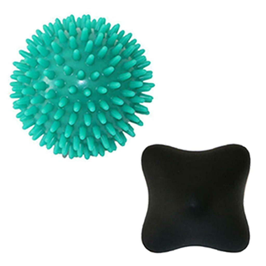 Massageball Faszienball 6eckig schwarz + ø 8cm Massageball Igelball