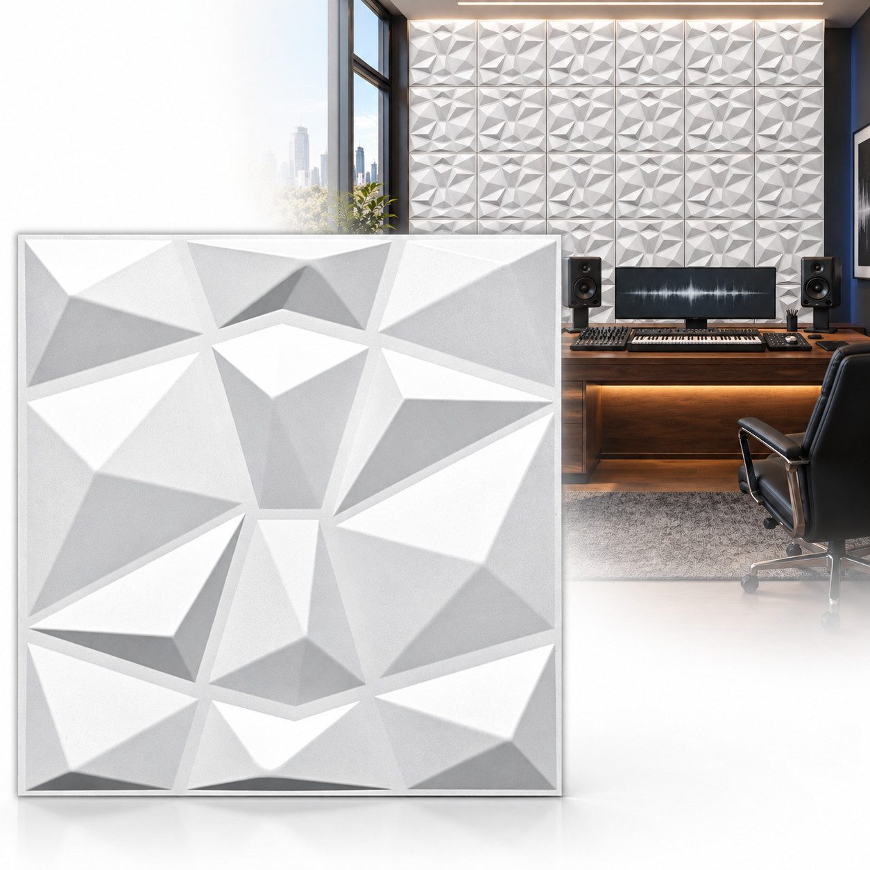 IKHEMalarka 3D Wandpaneel 3D Paneele PVC Kunststoffpaneele, BxL: 50,00x50,00 cm, 0,25 qm, (1 Stück, 3D Wandpaneele Deckenpaneele) hochwertige & harte PVC 3D Platten Wand & Decke