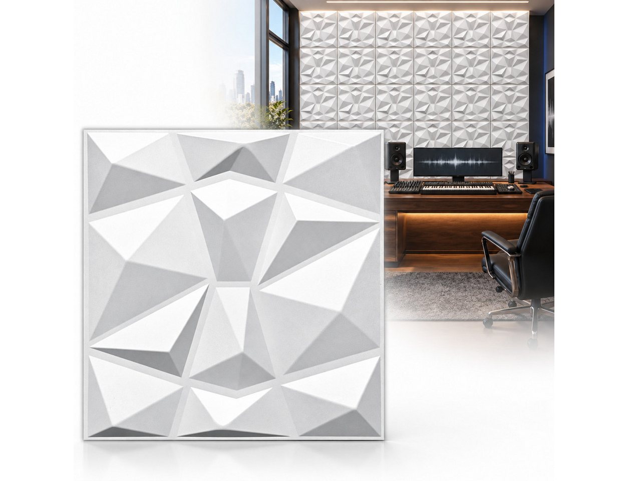 IKHEMalarka 3D Wandpaneel 3D Paneele PVC Kunststoffpaneele, BxL: 50,00x50,00 cm, 0,25 qm, (1 Stück, 3D Wandpaneele Deckenpaneele) hochwertige & harte PVC 3D Platten Wand & Decke