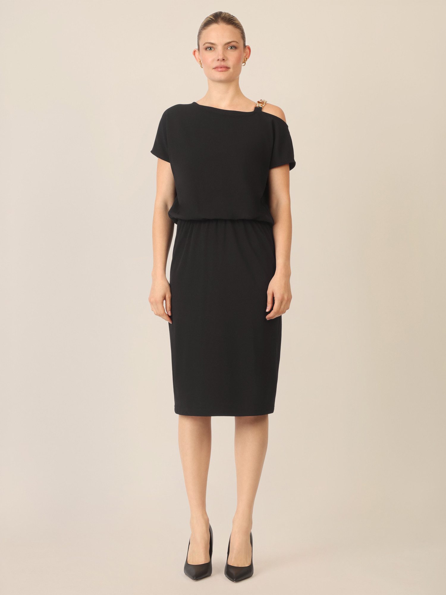 Apart Midikleid mit asymmetrischem Schulterdetail günstig online kaufen